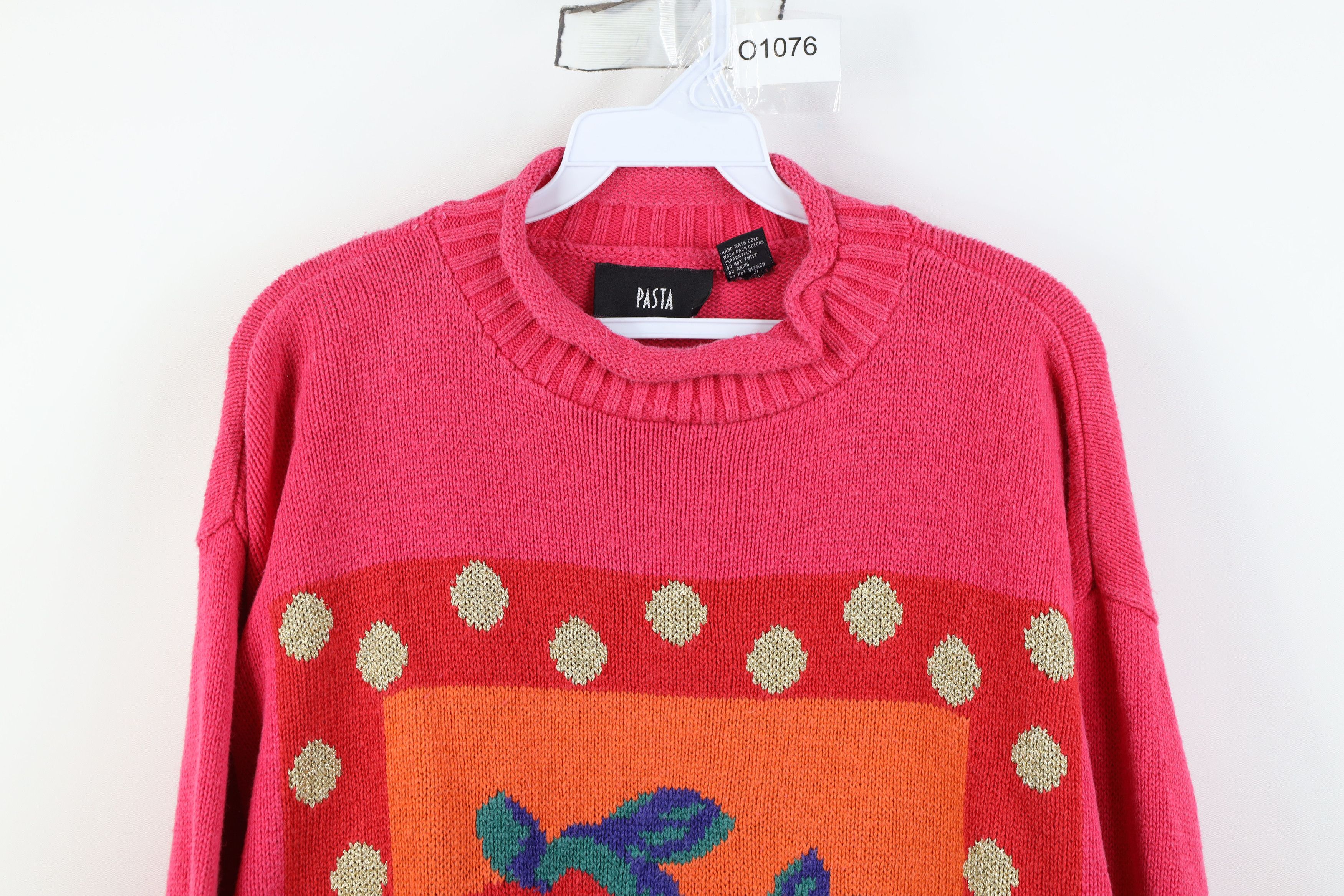 Vintage Vintage 90s Streetwear Flower Marled Knit Sweater Pink Size M / US 6-8 / IT 42-44 - 2 Thumbnail