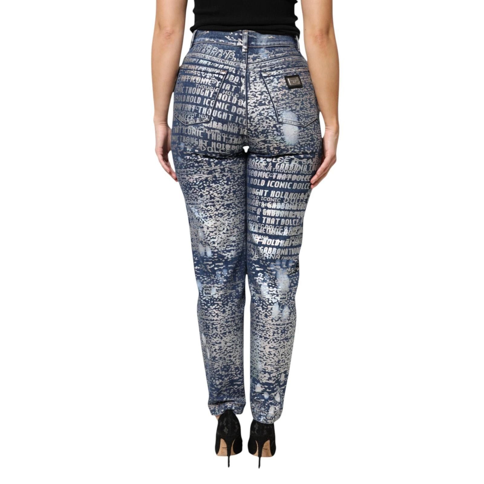 Dolce & Gabbana Dolce & Gabbana high-waisted, tapered logo print jeans Sz 6 Size 28" / US 6 / IT 42 - 3 Thumbnail