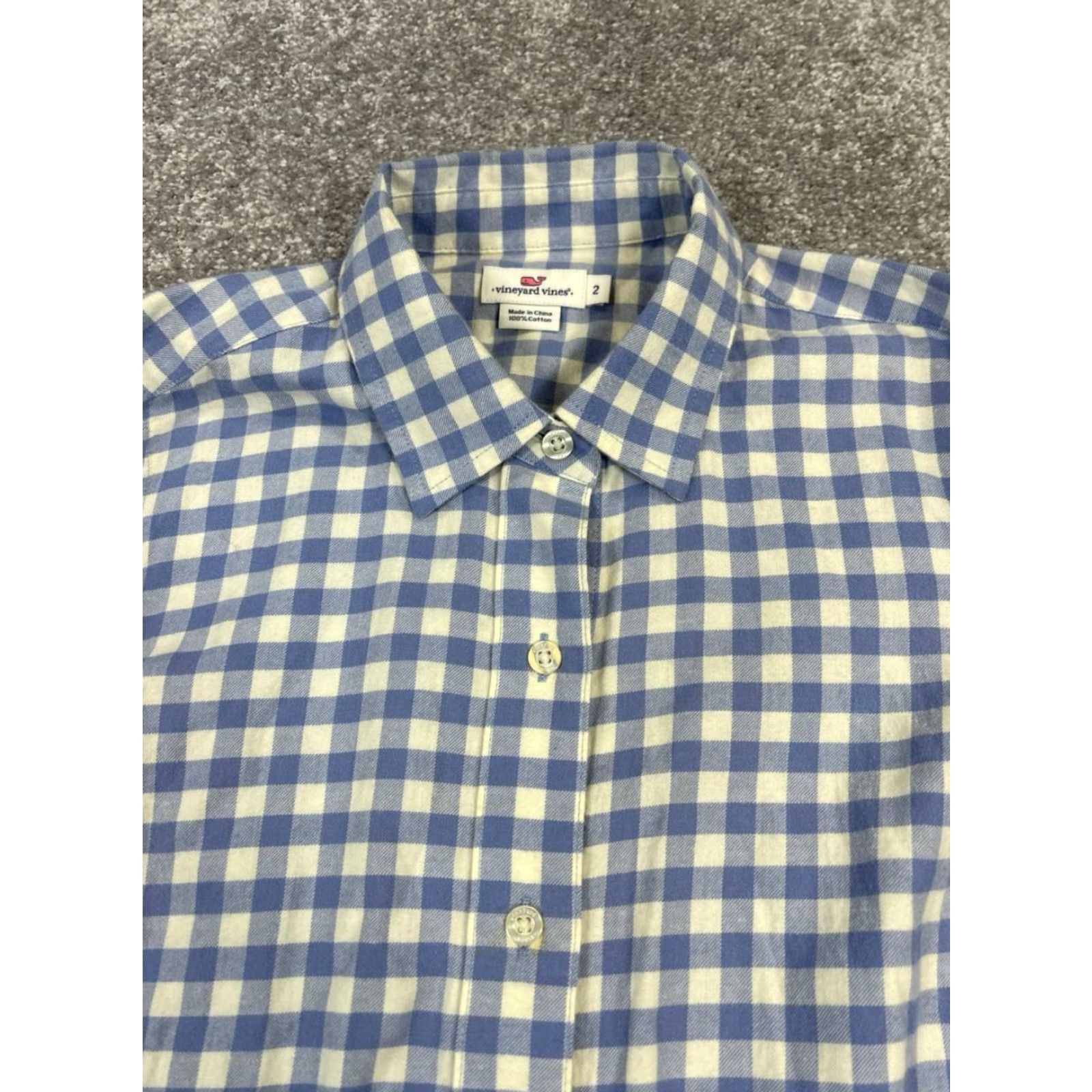 Vineyard Vines Vineyard Vines Shirt Womens 2 Blue Check Cotton Button-Up Size XS / US 0-2 / IT 36-38 - 2 Thumbnail