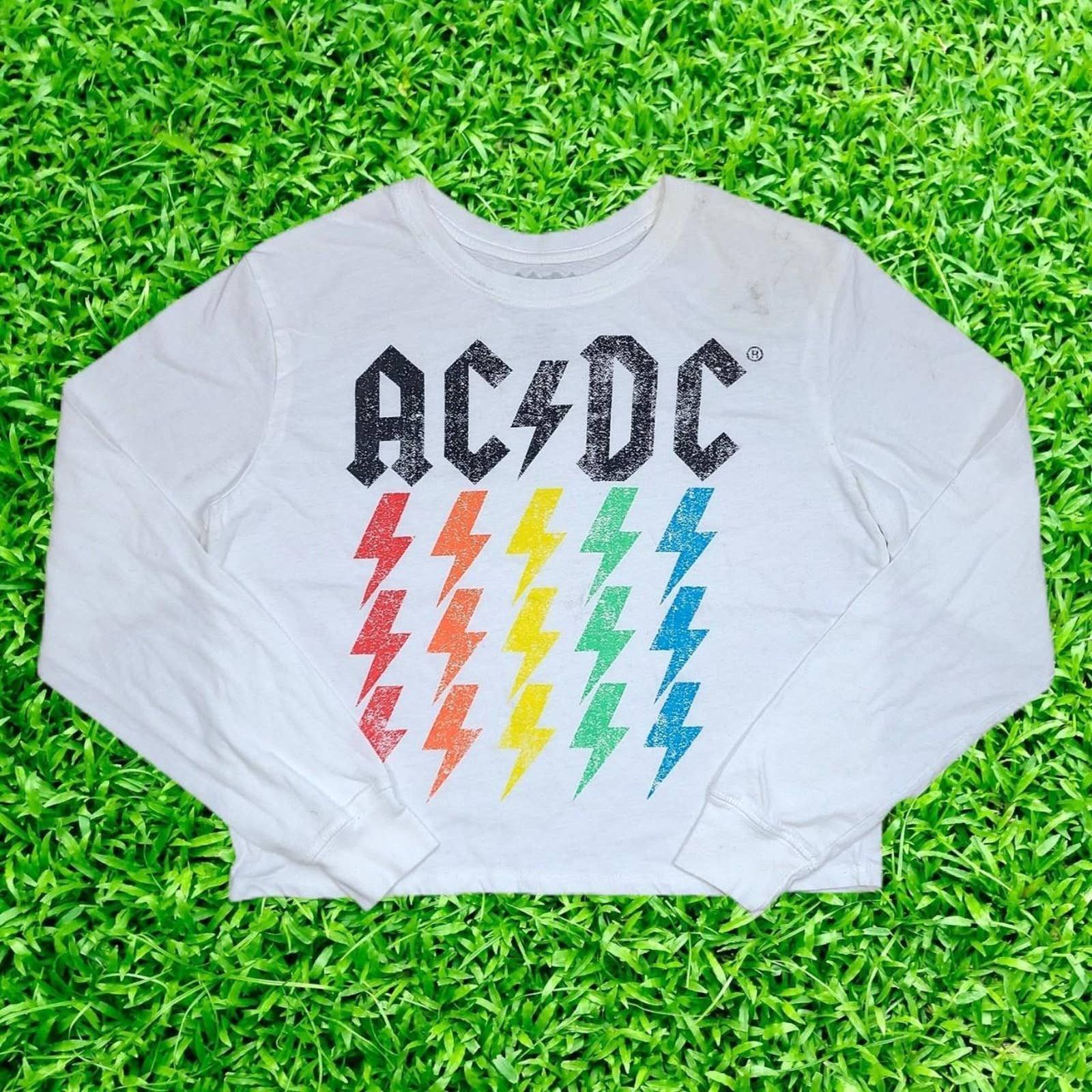 Modern Day AC DC white long sleeve cropped tt | Grailed