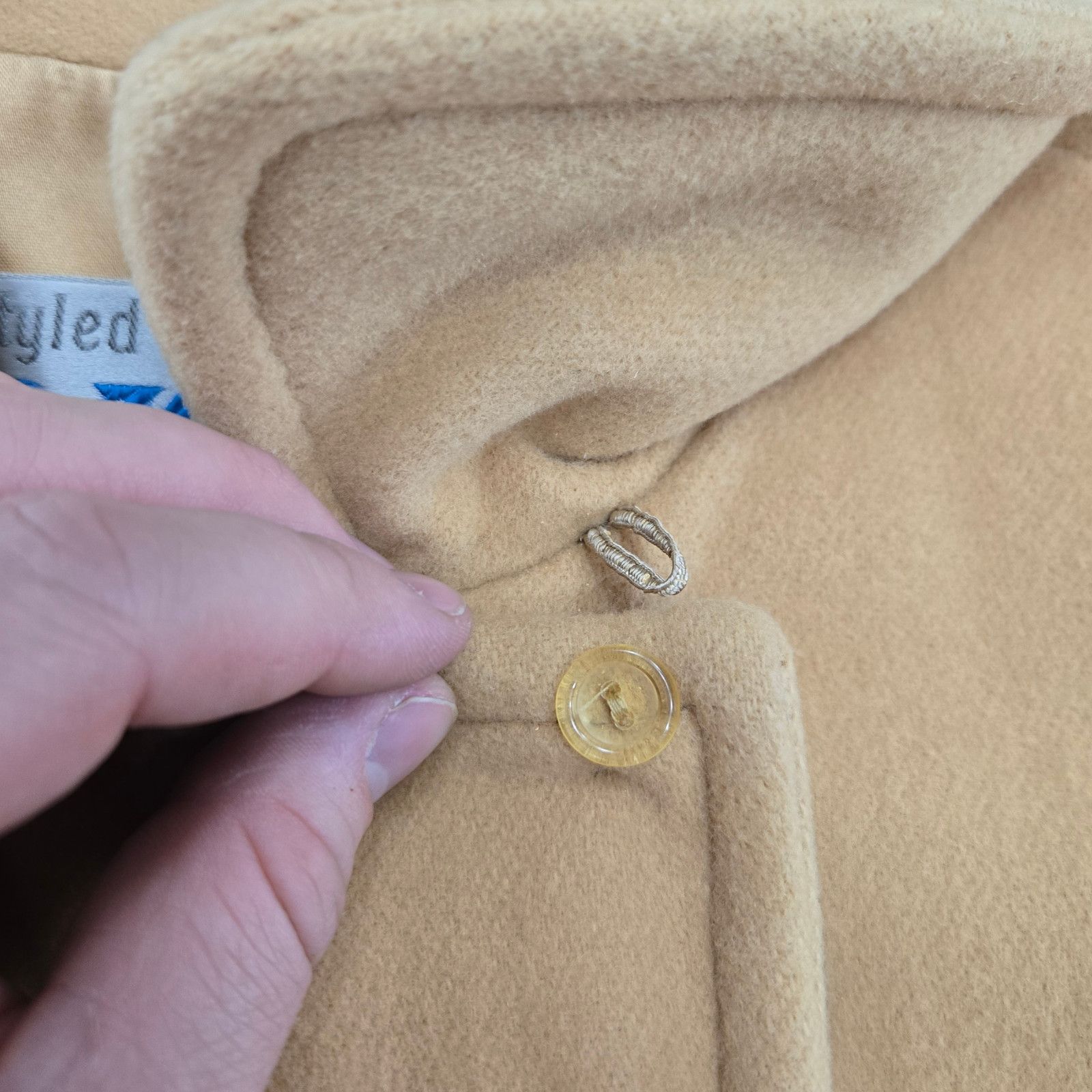 Vintage 60s Tan Camel Wool Double Breasted Mod Coat Size Medium Size M / US 6-8 / IT 42-44 - 11 Thumbnail