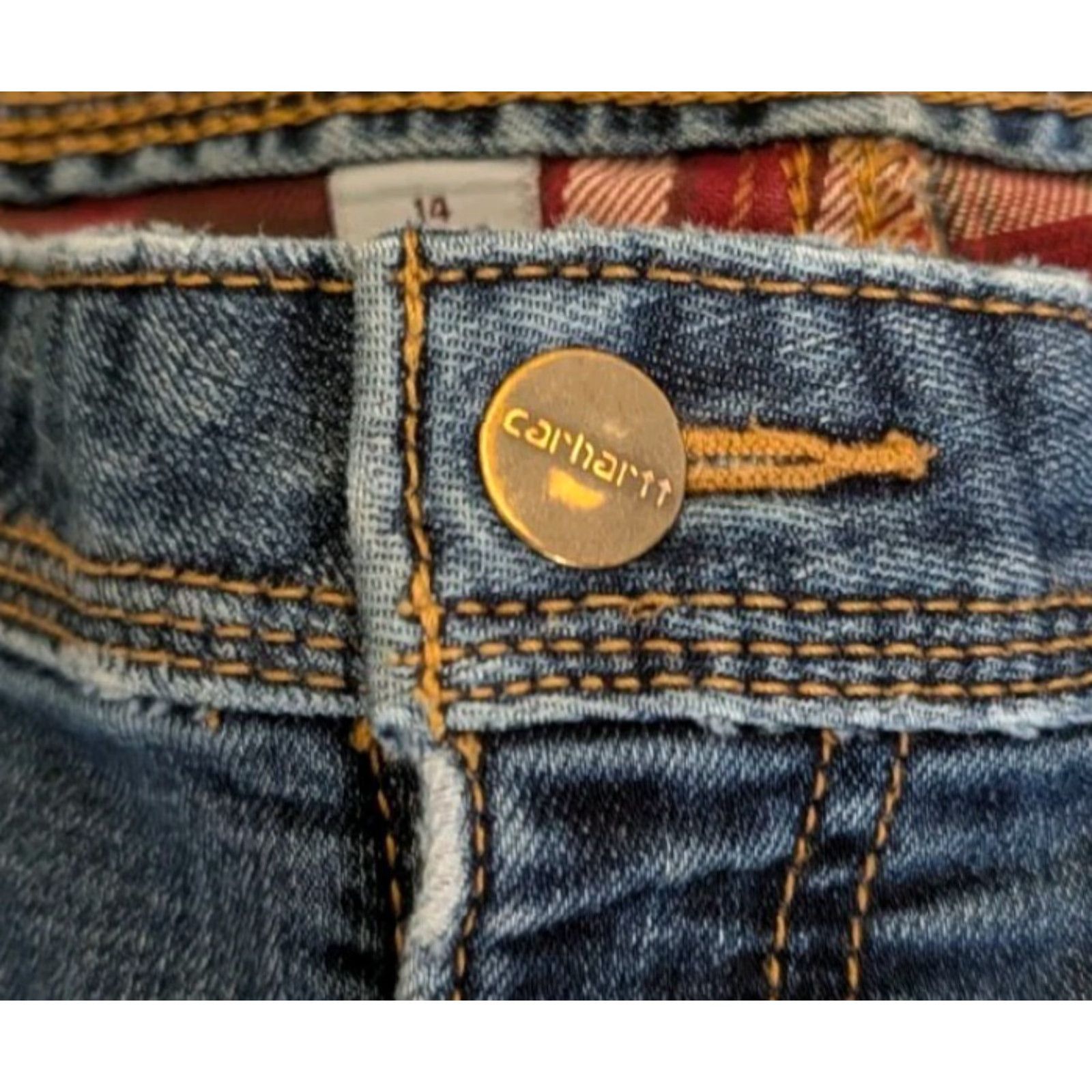 Carhartt Carhartt Jeans Womens 14 Regular Fit Denim Straight 36x31 Blue Cotton Polyester Spandex Lined Flannel Workwear 5-Pocket Size 36" / US 14 / IT 50 - 7 Thumbnail