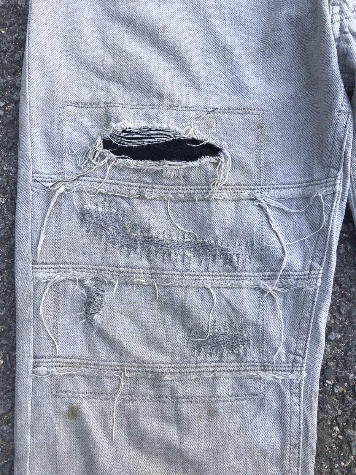 If Six Was Nine 🔥Flared🔥Distressed Denim Punk Graphic "Rocker Attitude" Size US 32 / EU 48 - 5 Thumbnail