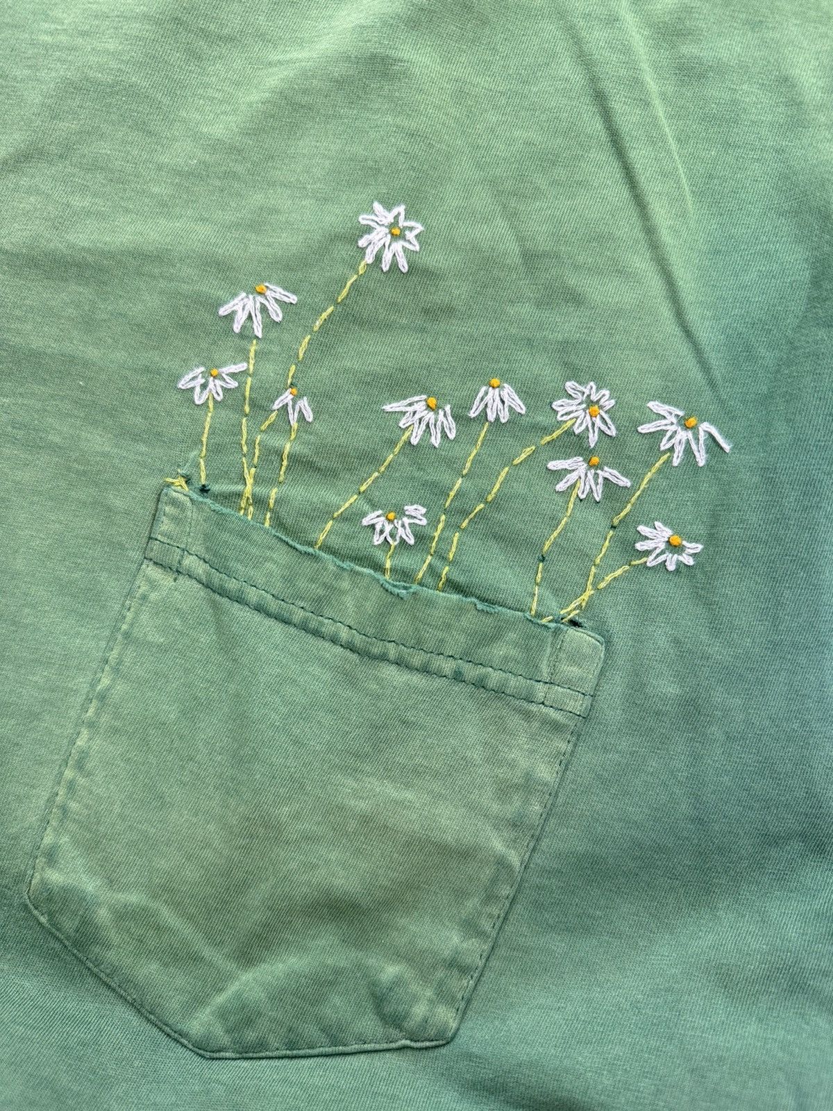 Vintage FLOWER EMBROIDERED SINGLE POCKET VINTAGE T-SHIRT Size US XL / EU 56 / 4 - 3 Thumbnail