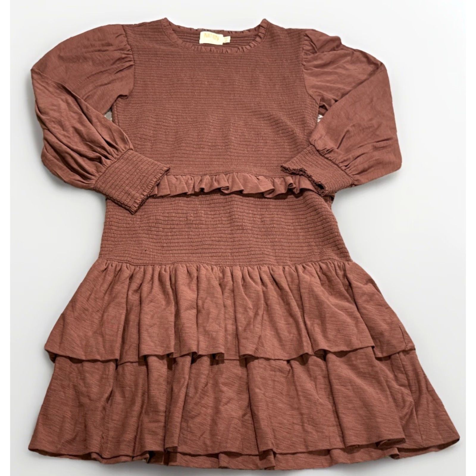 Nation LTD Nation LTD Abby Smocked Mini Dress Medium Pinot Noir Ruffle Detail Size M / US 6-8 / IT 42-44 - 4 Thumbnail