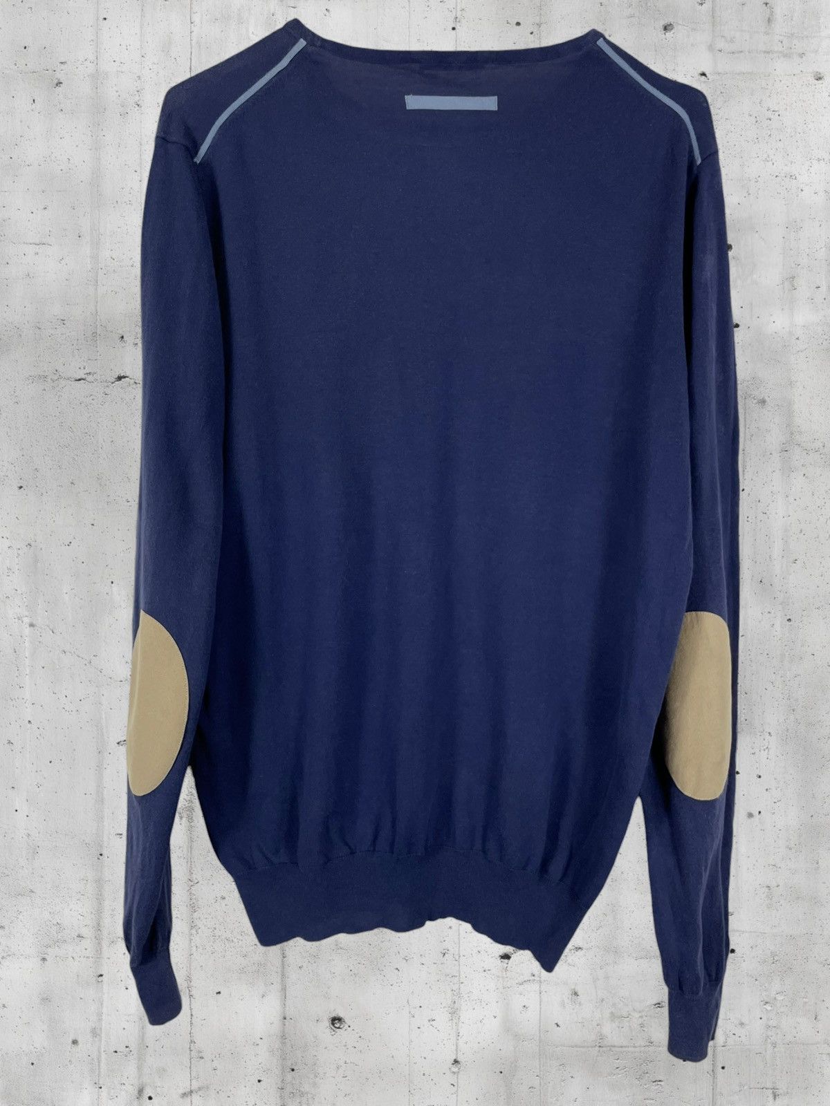 Vintage Paolo Pecora Silk Elbow Patches Distressed Knit Sweater Size US L / EU 52-54 / 3 - 1 Thumbnail