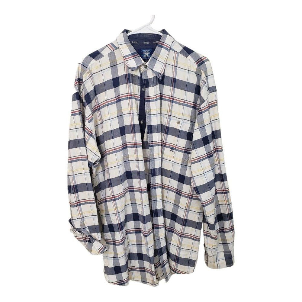 Wrangler CT462 Wrangler Men's Plaid Dress Shirt Blue & White XL Size 44R - 1 Thumbnail