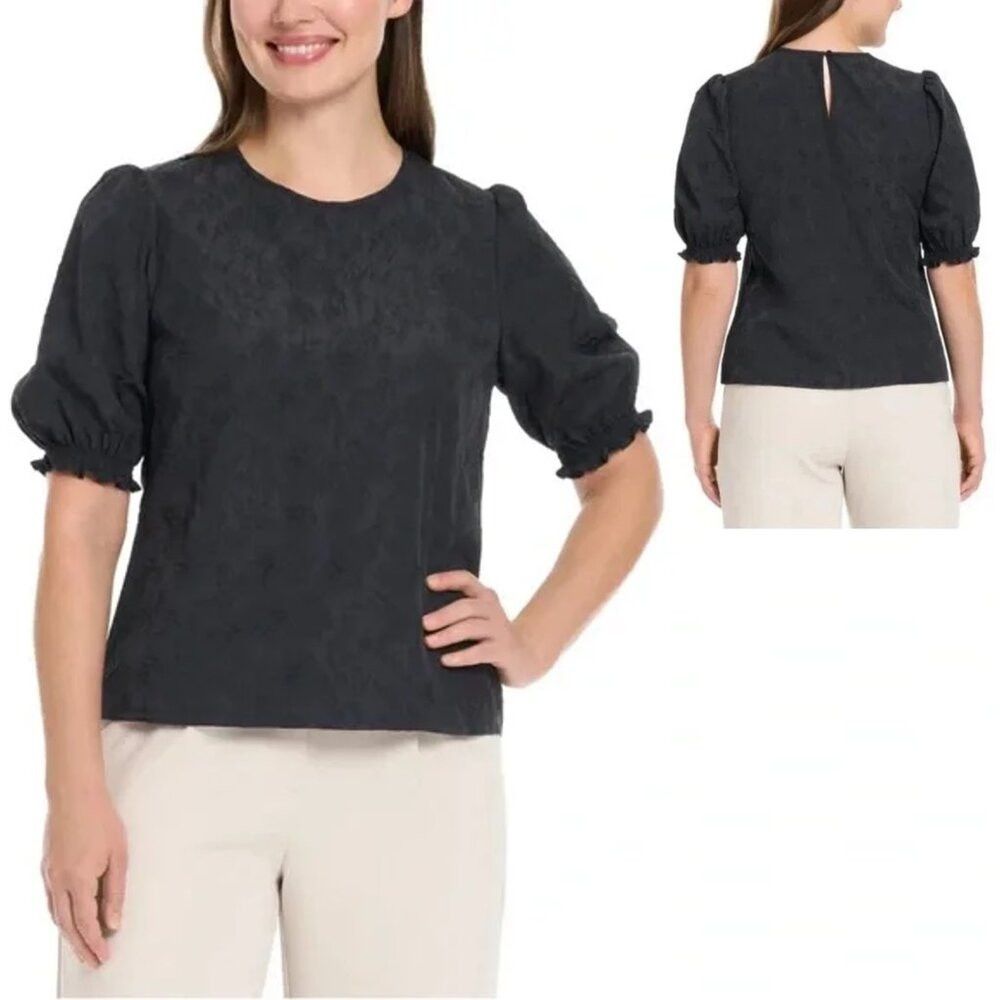Ted Baker NWT New Ted Baker Puff Short Sleeve Textured Floral Black B Size XL / US 12-14 / IT 48-50 - 1 Thumbnail