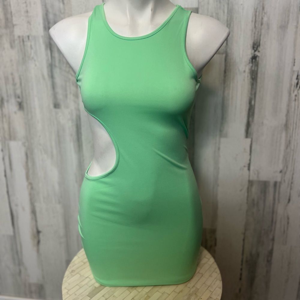 Shein Mint Green One-Side Cutout Bodycon Mini Dress – Size XS Size XS / US 0-2 / IT 36-38 - 1 Thumbnail