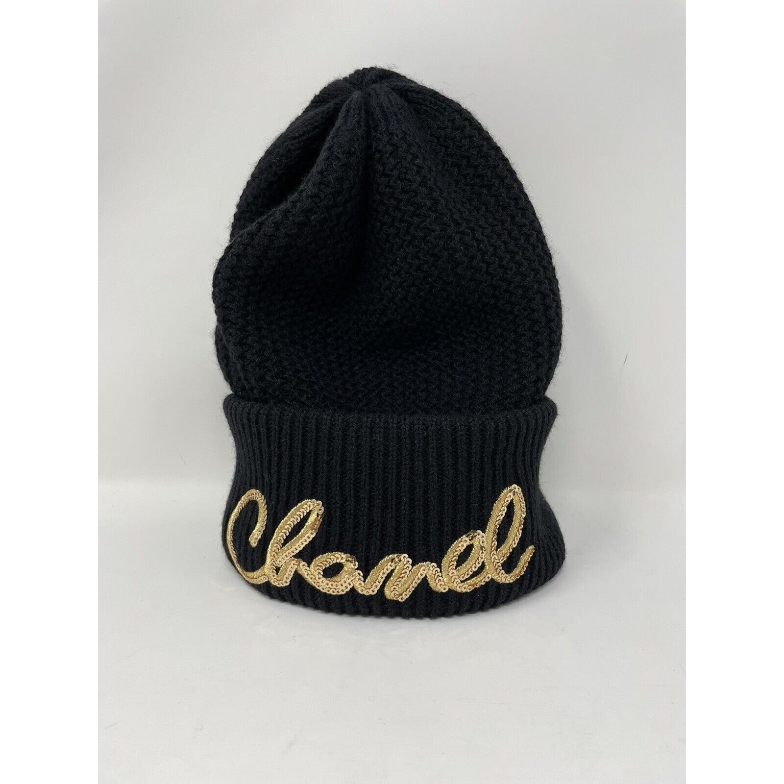 Chanel Chanel Black Cashmere Hat 22A Script Gold Size ONE SIZE - 2 Thumbnail
