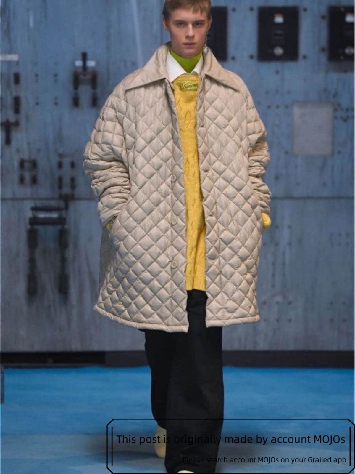 Raf Simons Sz F Raf Simons 21AW Oversized Yellow Front Label Sweater Size US XL / EU 56 / 4 - 6 Thumbnail