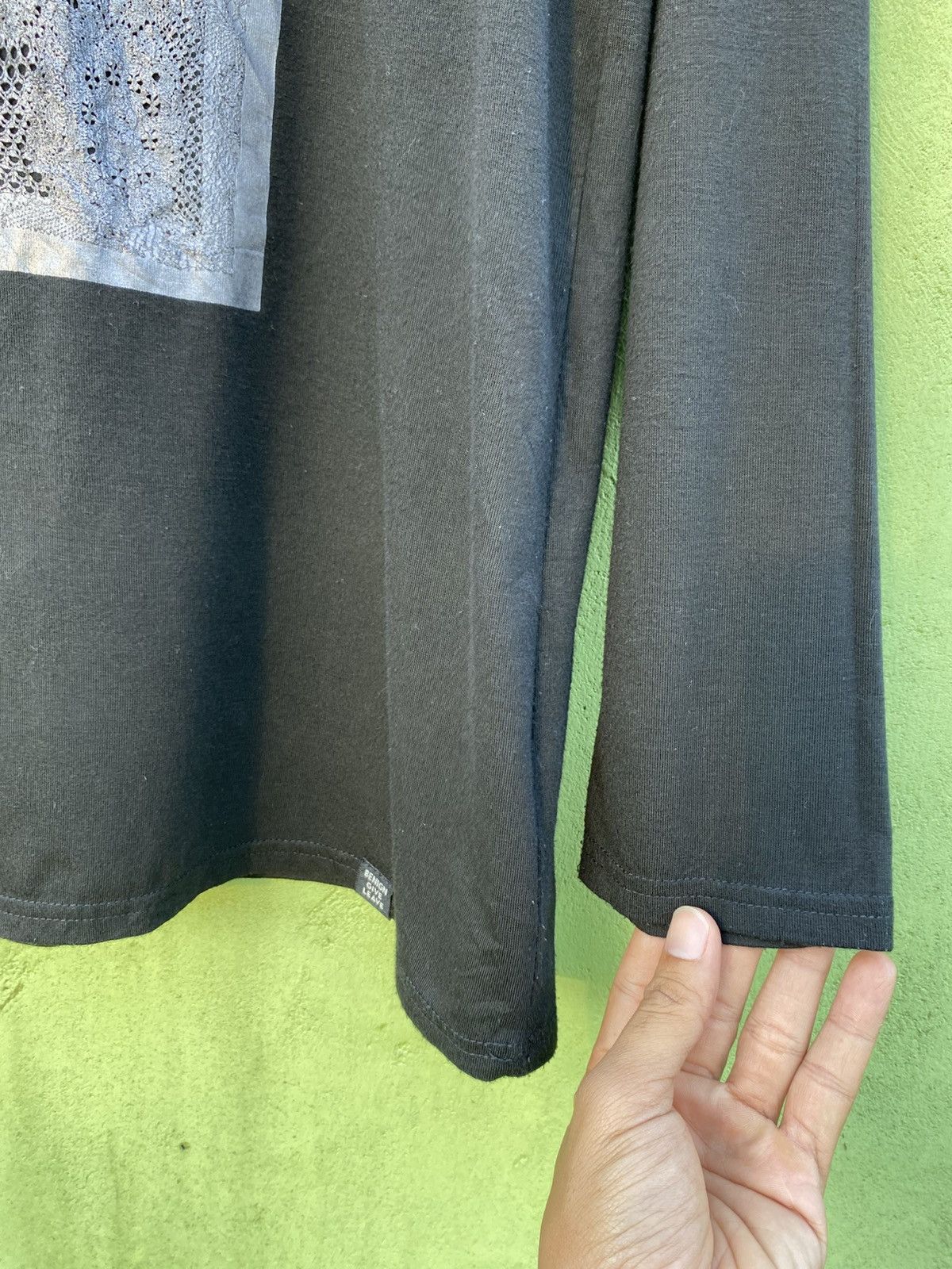 Japanese Brand Avail Mode Black Longsleeve “Dignity Respectable” Lace Patch Size 4XL / US 24-26 - 6 Thumbnail