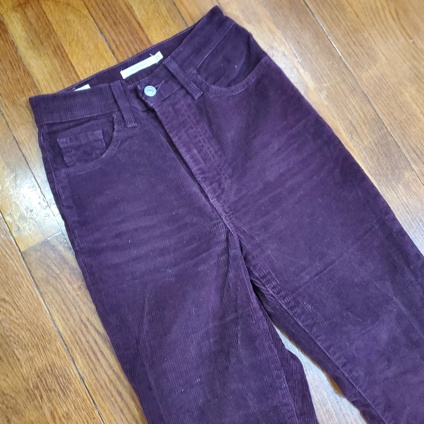 Levi's VINTAGE Levis Premium Ribcage Boot Pants Womens 24 Maroon Corduroy Bootcut High Rise Size 42" / US 20 - 6 Thumbnail