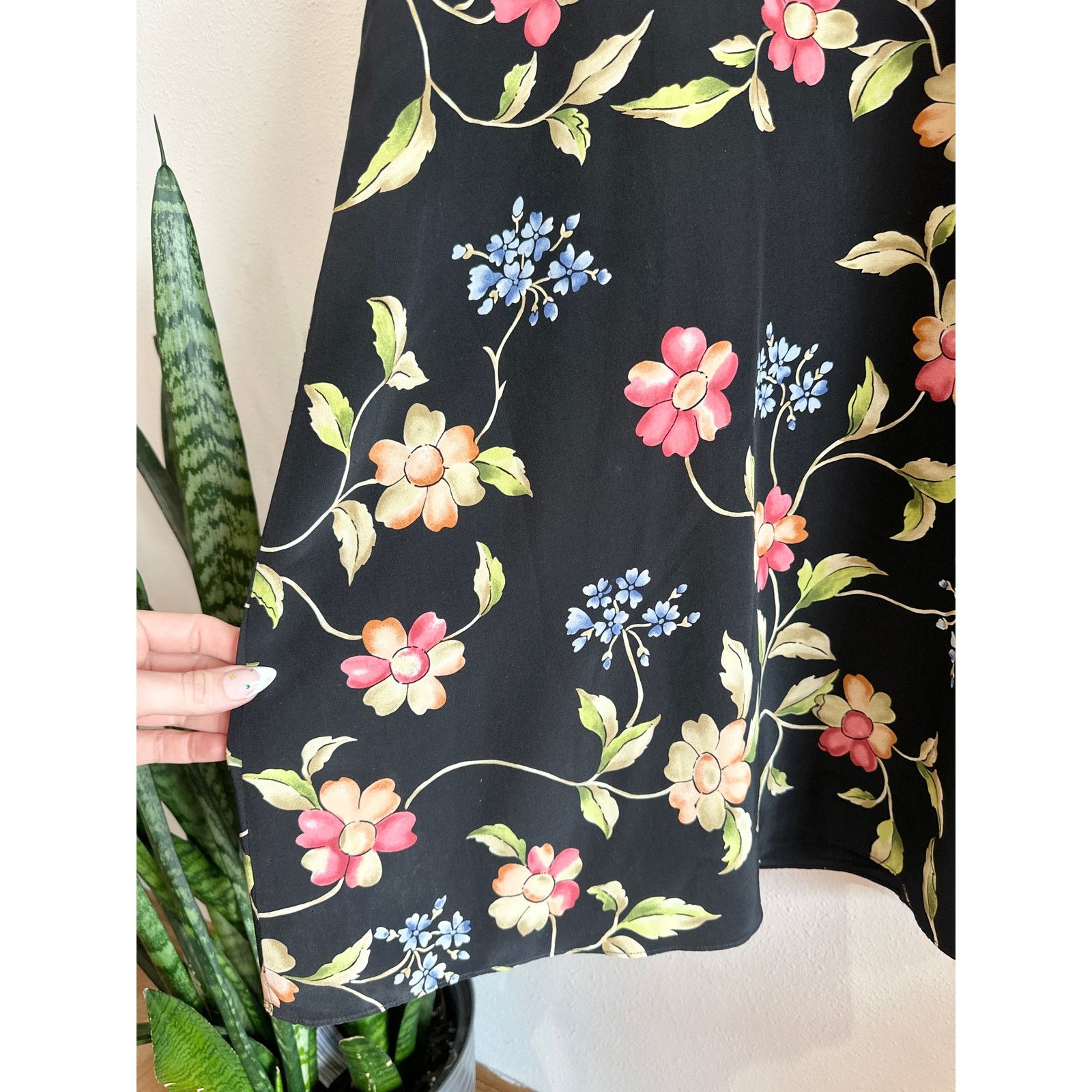 Vintage Late 90’s Whimsigoth Floral Silk Maxi Dress 14 Size XL / US 12-14 / IT 48-50 - 10 Thumbnail