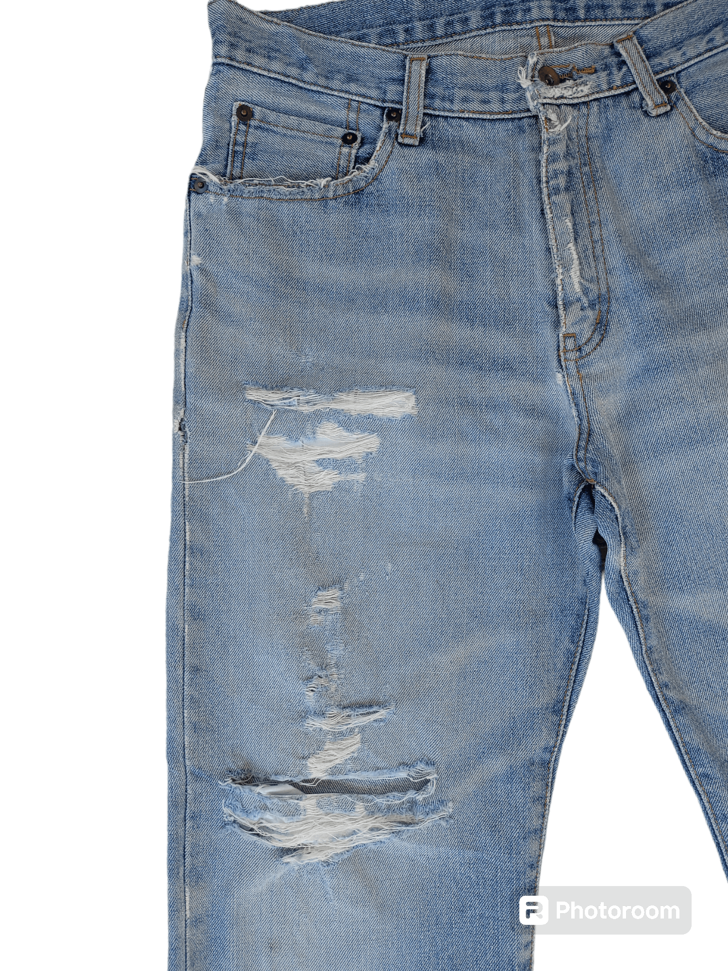 UNIQLO Distressed, Cropped Wide Leg Streetwear Denim