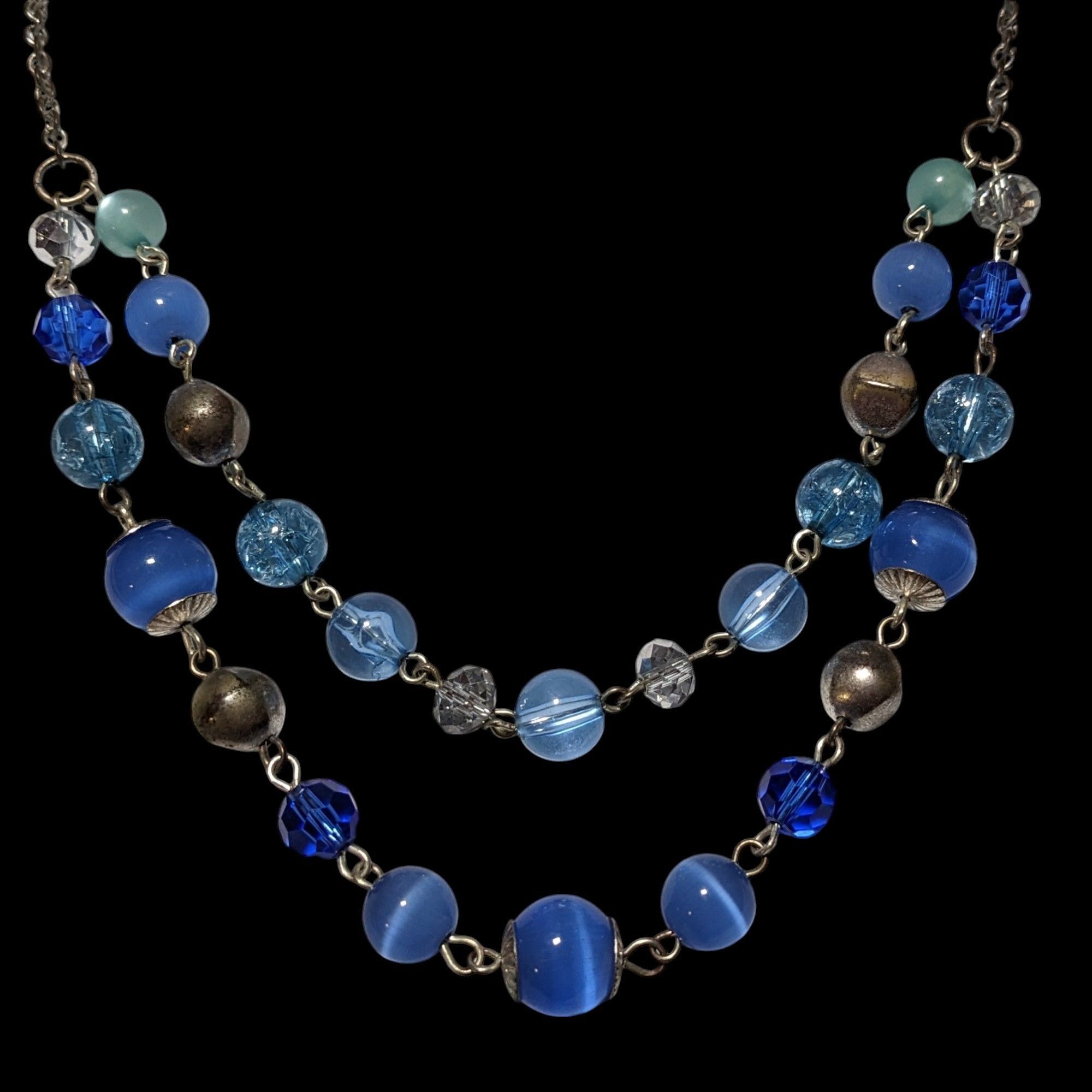 Other Retro Beachy Multilayer Blue And Silver Beaded Necklace Size ONE SIZE - 2 Thumbnail