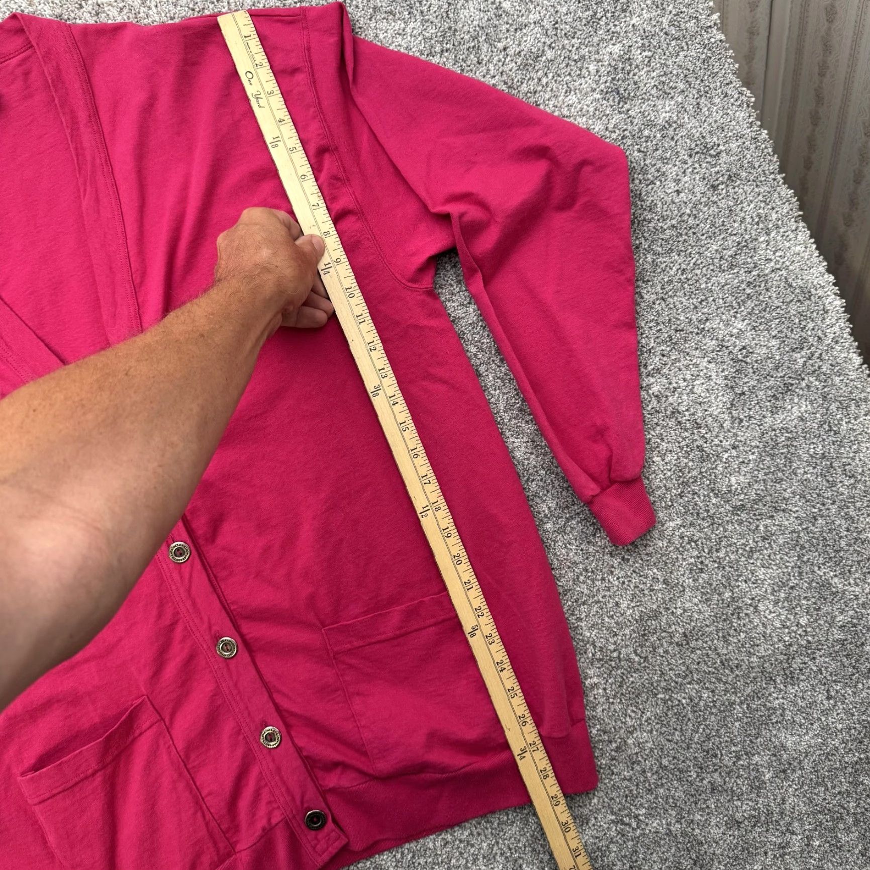 Lee VINTAGE Lee Cardigan Sweater Womens Large Pink Jersey Cotton USA 90s Size L / US 10 / IT 46 - 2 Thumbnail