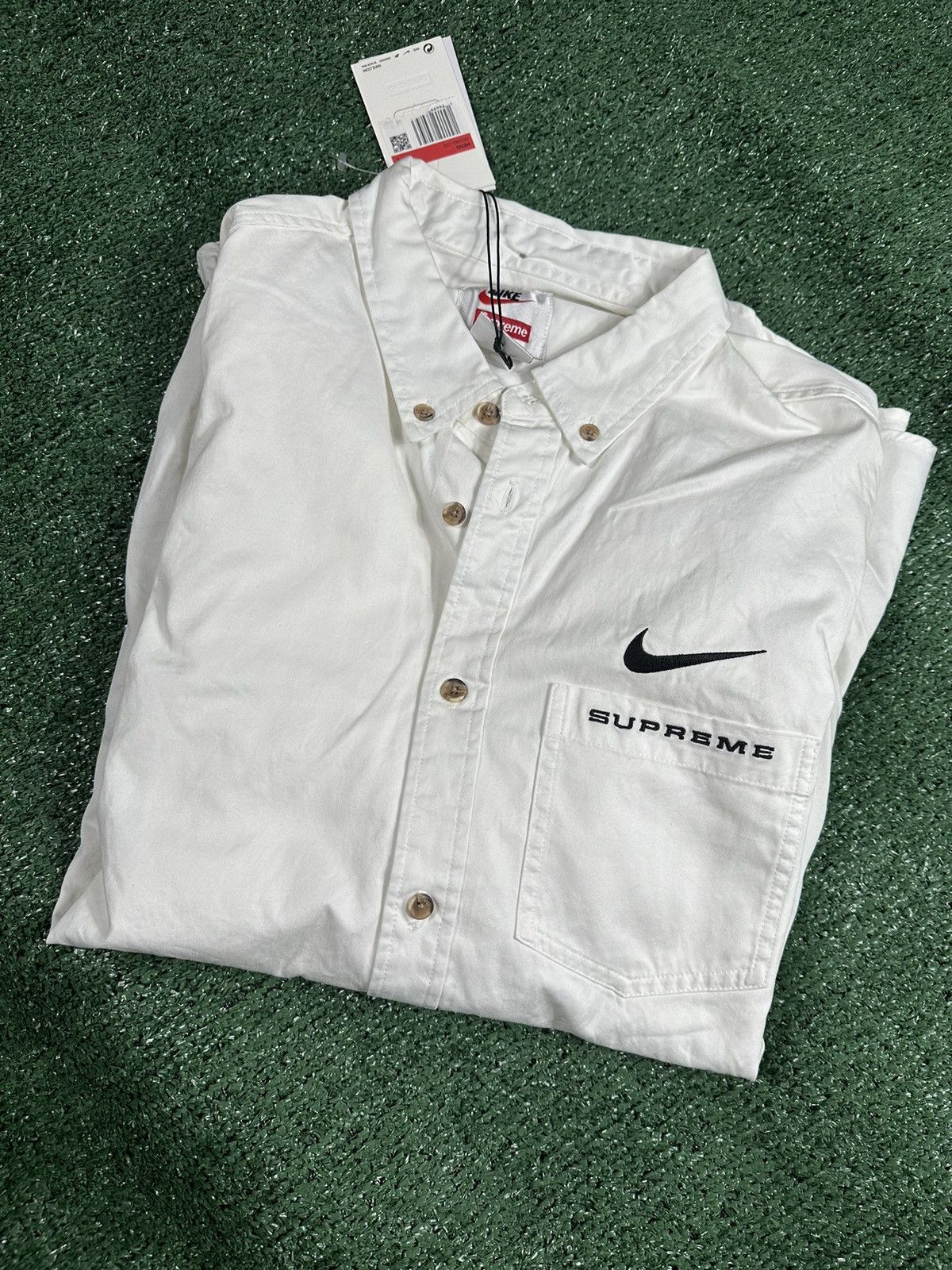 Supreme Supreme Nike button up white | Grailed