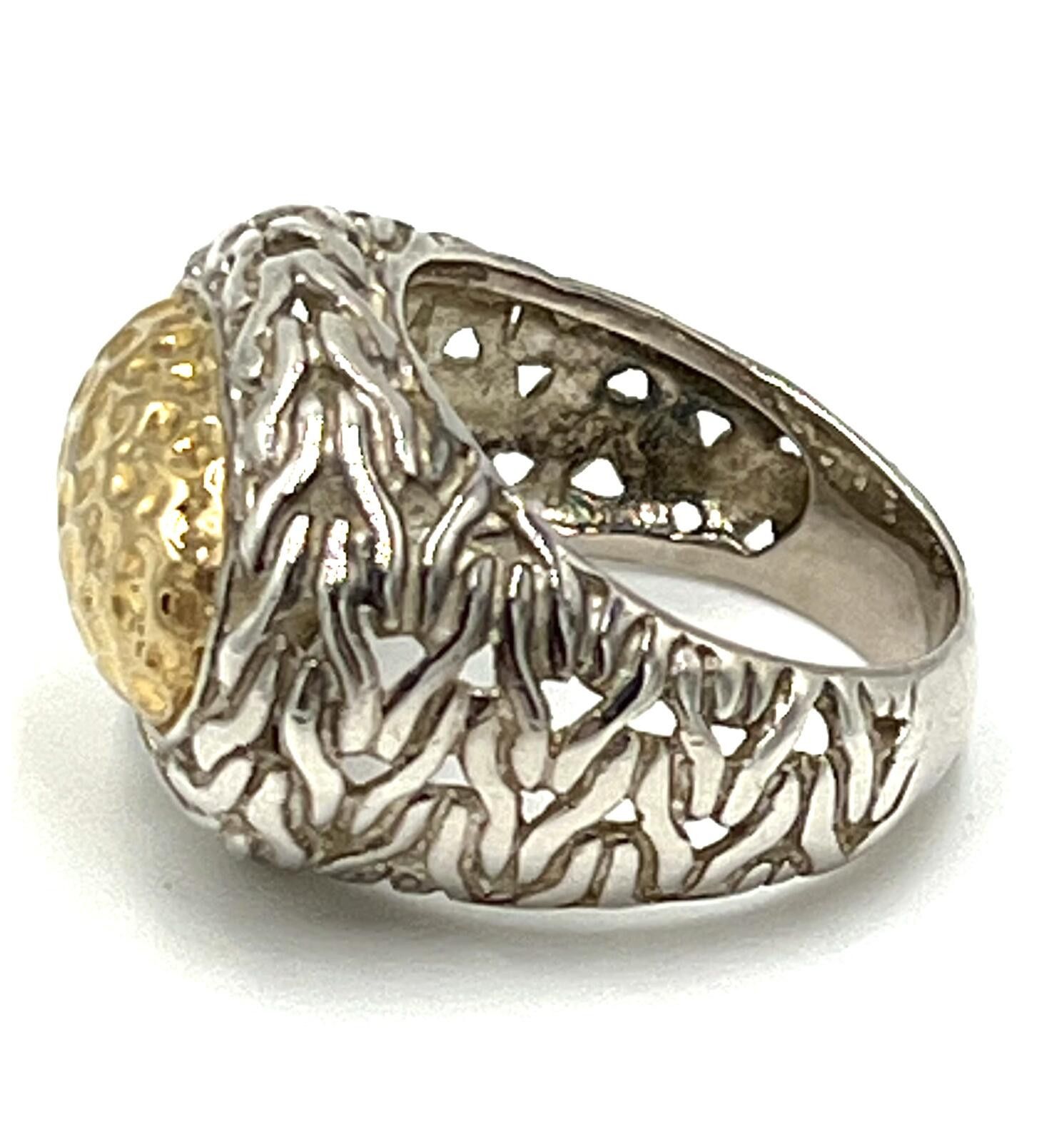 Other Collins 14K Gold Over Sterling Silver Weave Freeform Ring Size ONE SIZE - 3 Thumbnail