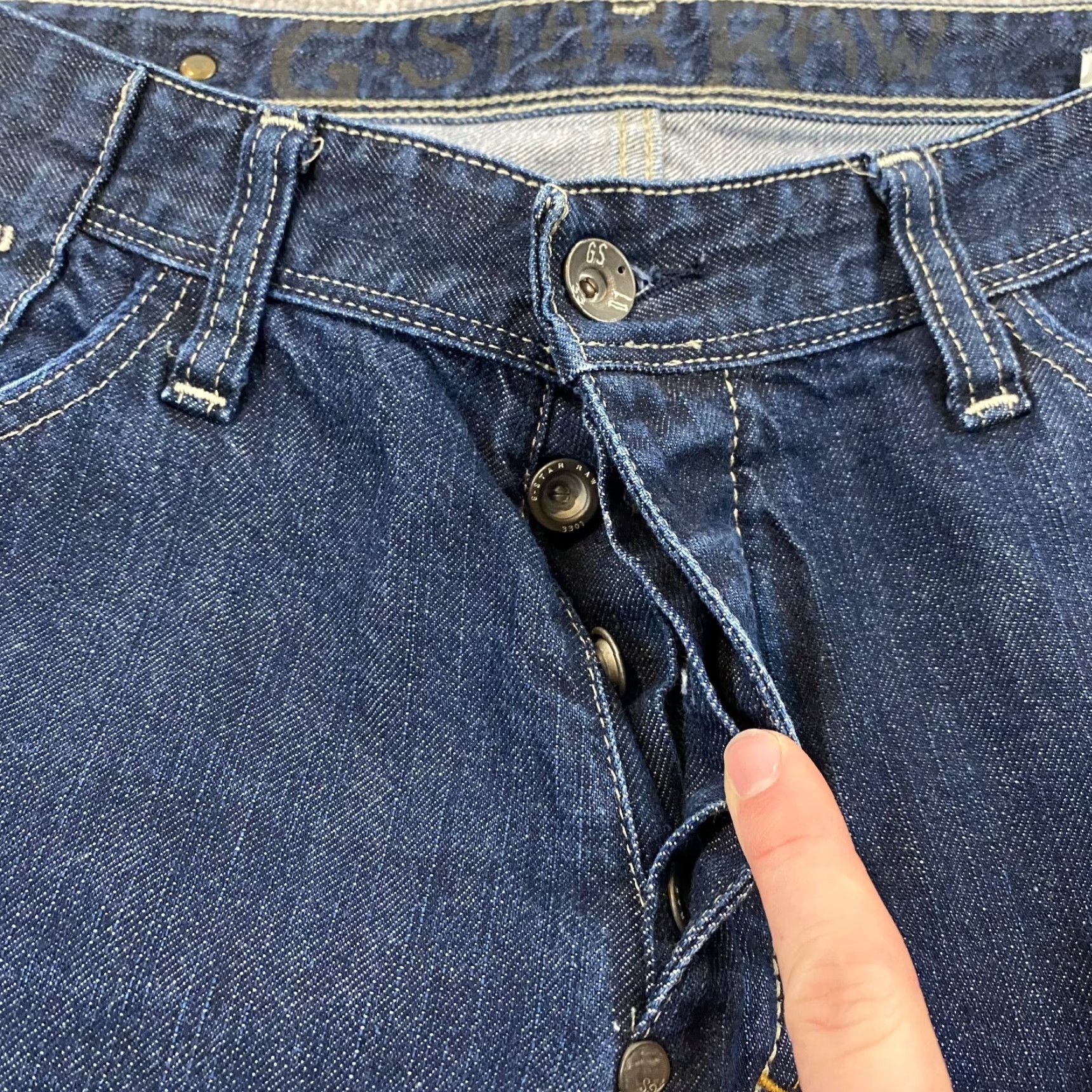 G-Star G-STAR Reese Classic Jeans Mens 38x34 Straight Blue Dark Wash Denim Button Fly Size US 38 / EU 54 - 6 Thumbnail