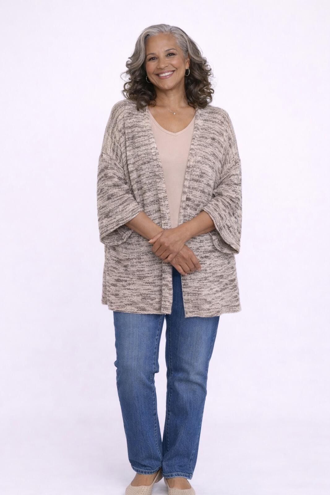 Other J. Jill XL Brown & Beige Knit Open Dolman Cardigan Sweater Size XL / US 12-14 / IT 48-50 - 1 Thumbnail