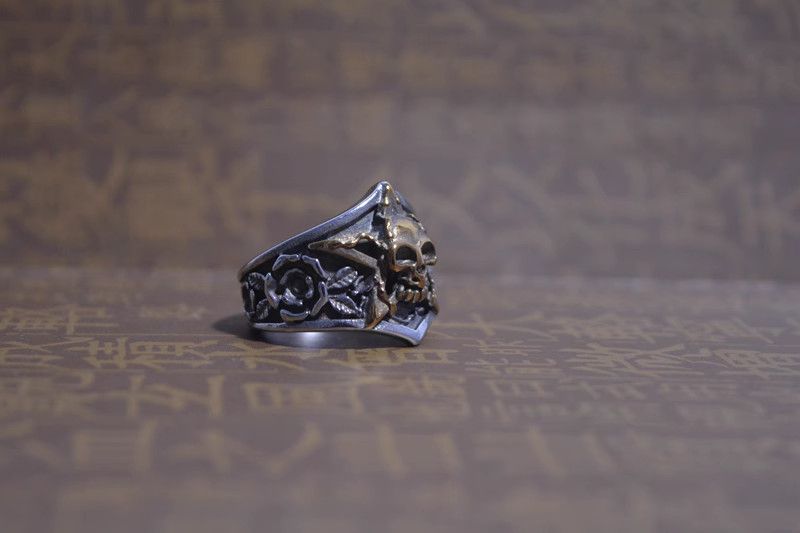 Jewelry Skull Hip-hop Jewelry Rings Open Chrome Ring (Size 7-13) Size ONE SIZE - 2 Thumbnail