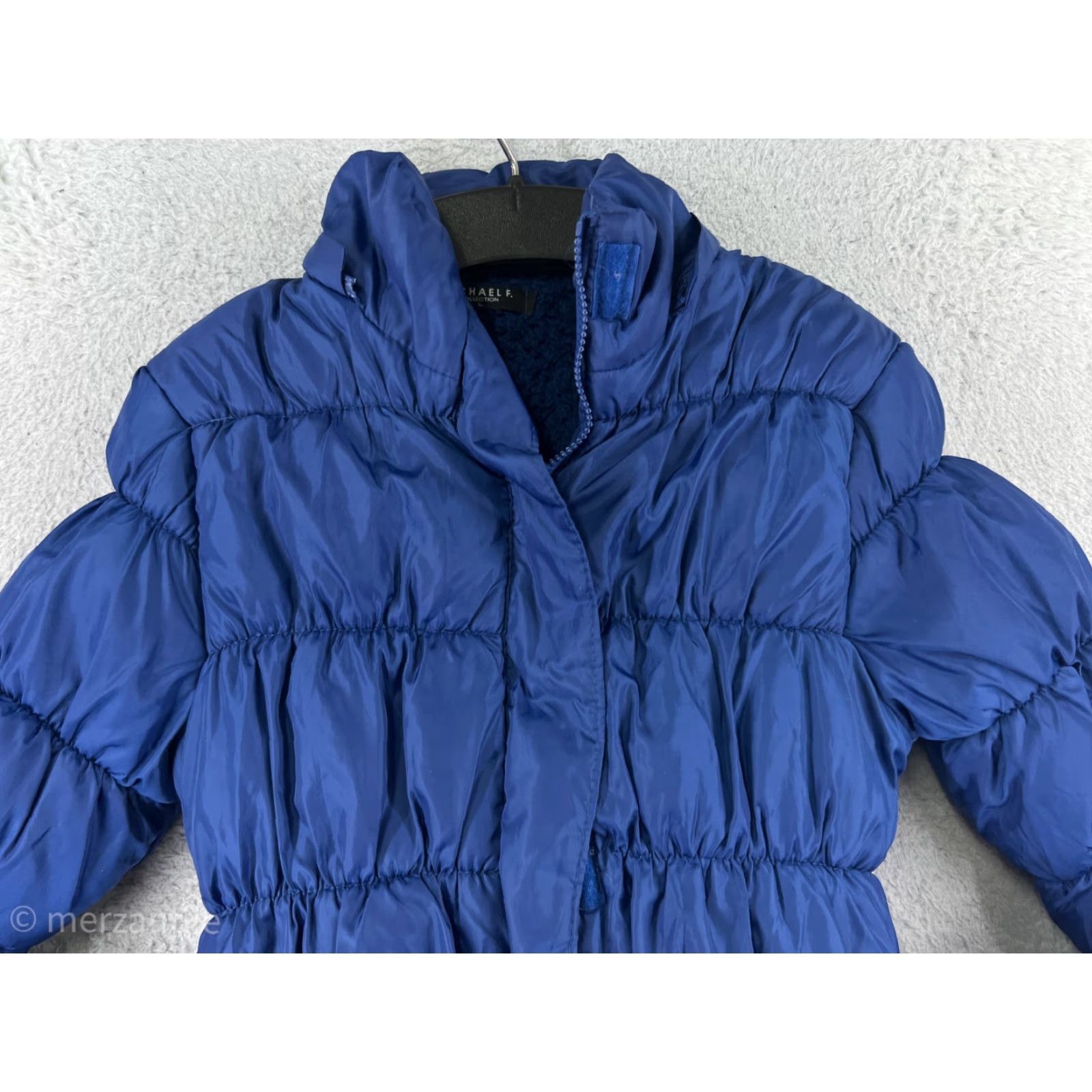 Uniqlo Michael F Collection Jacket Women Large Blue Puffer Fleece Lined Mock Neck Quilt Size L / US 10 / IT 46 - 7 Thumbnail