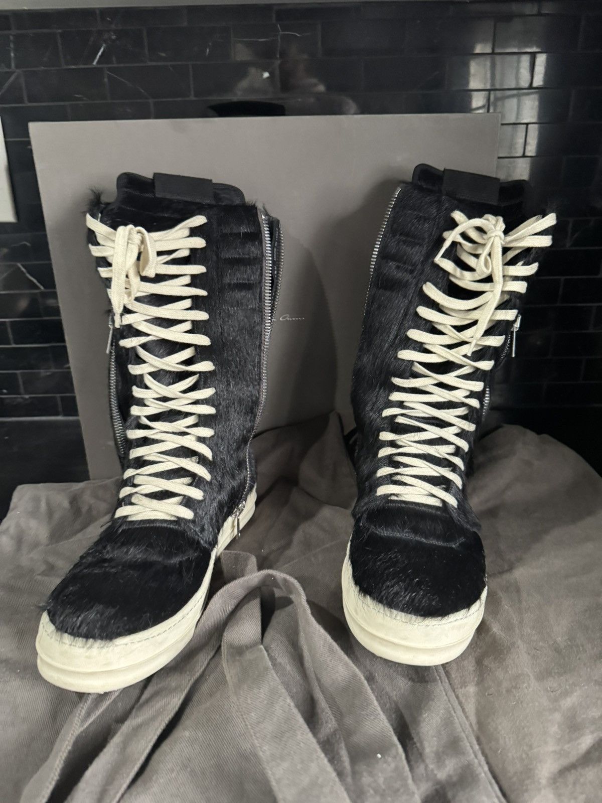 Rick Owens Corgobasket pony hair boots