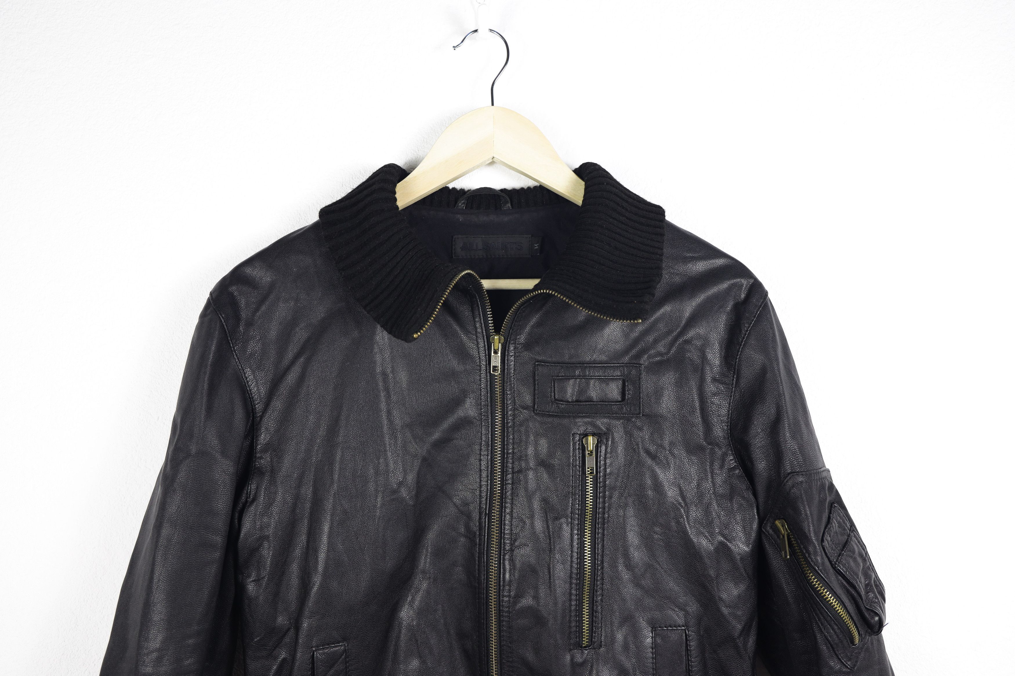 Allsaints All Saints Black Leather Bomber Jacket Small Size US S / EU 44-46 / 1 - 2 Thumbnail