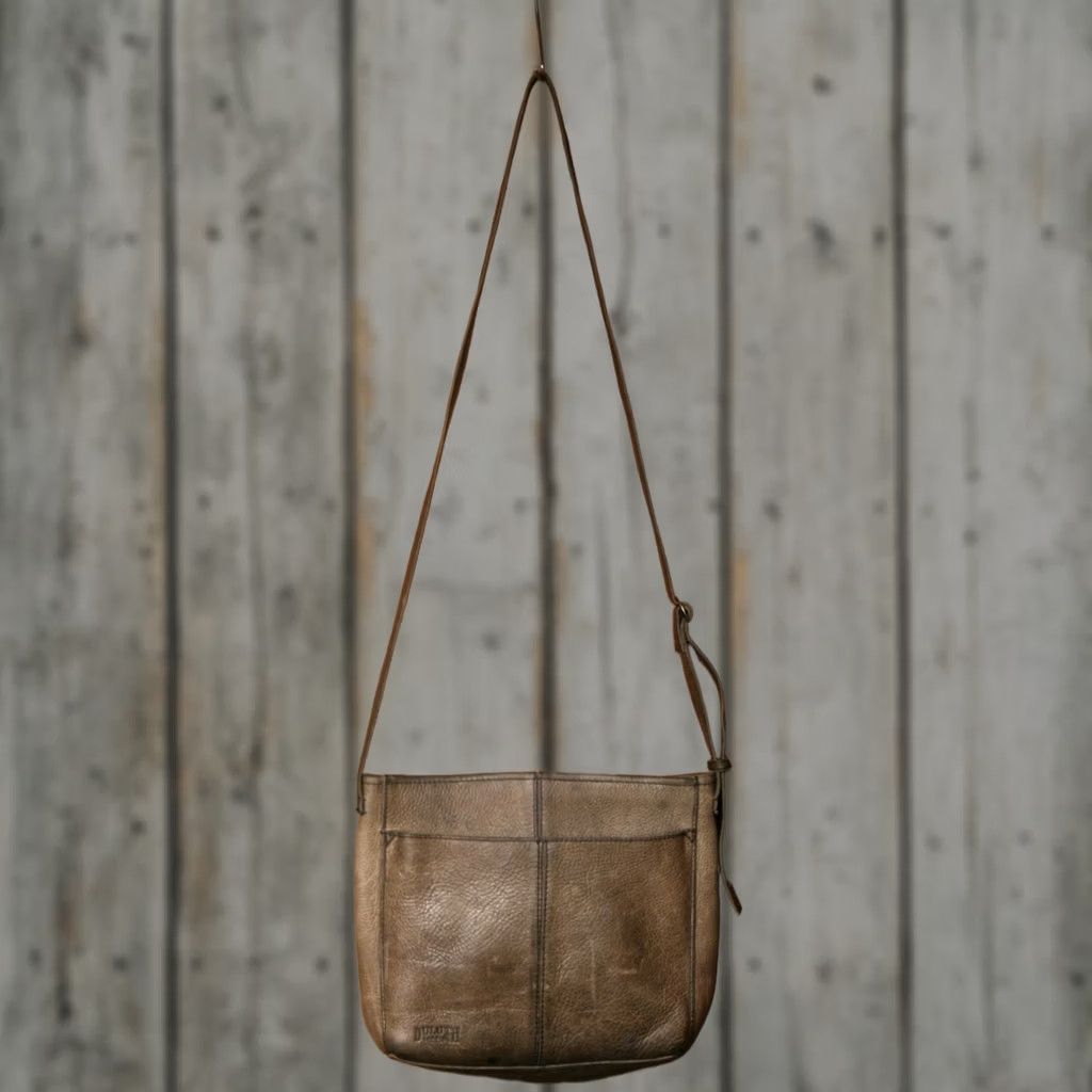 Vintage Duluth Trading Co. Leather Saddle Crossbody Bag Purse Stone Brown Lifetime Crossbody Handbag Women Leather Exterior Zip Closure Size ONE SIZE - 1 Thumbnail