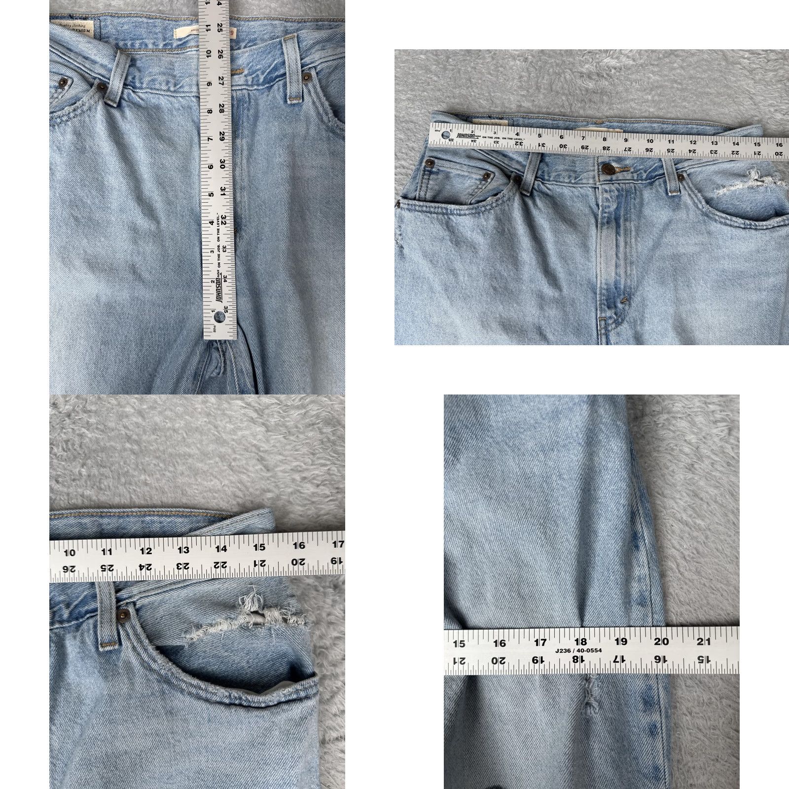 Levi's Levis Premium Jeans Baggy Dad 29x30 Light Wash Blue Distressed Ripped 90s Womens Size 29" - 9 Thumbnail