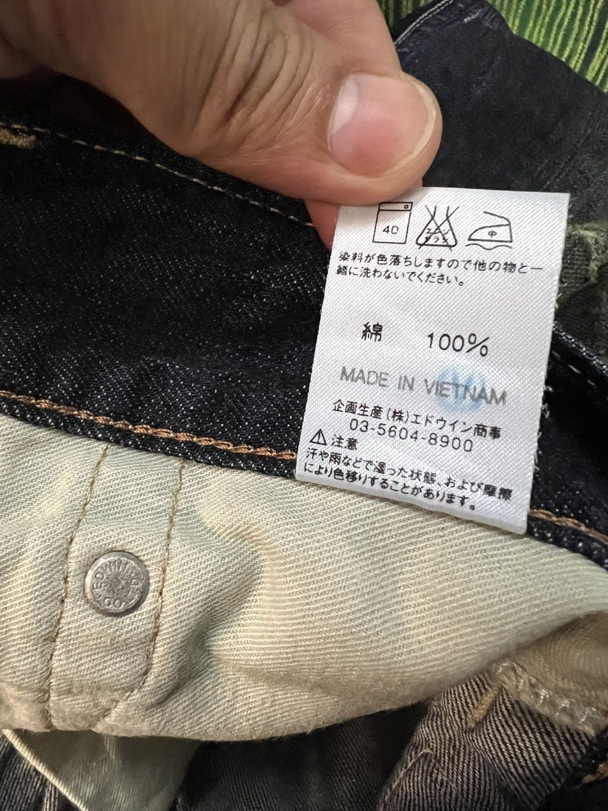 Edwin Vintage Edwin 503 Blue Trip Flare Distress Jean Japan Size US 33 - 25 Thumbnail