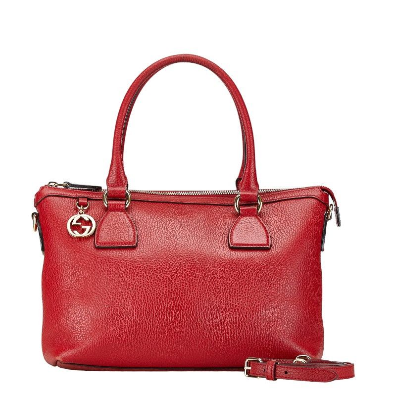 Gucci Gucci Gucci Leather Interlocking G Handbag 2WAY 449659 Red Leather Handbag 449659 in Very Good Condition Size ONE SIZE - 1 Thumbnail