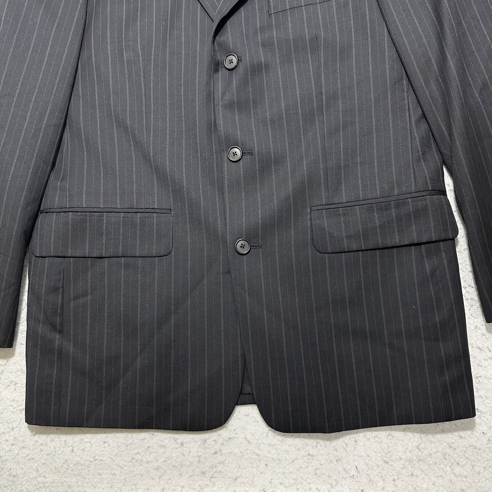Tasso Elba Tasso Elba 38R Super 110's Wool Suit Jacket Gray Striped Size 38R - 3 Thumbnail