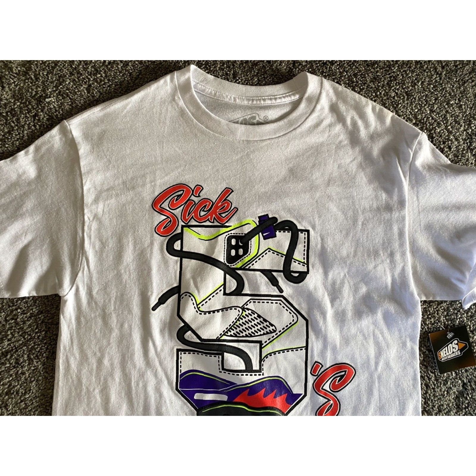 Vintage NWT Snelos T Shirt White Men’s Size S Short Sleeve Sick 5’s Art Hipster Spring Summer Fall Shirts Men Size US S / EU 44-46 / 1 - 6 Thumbnail