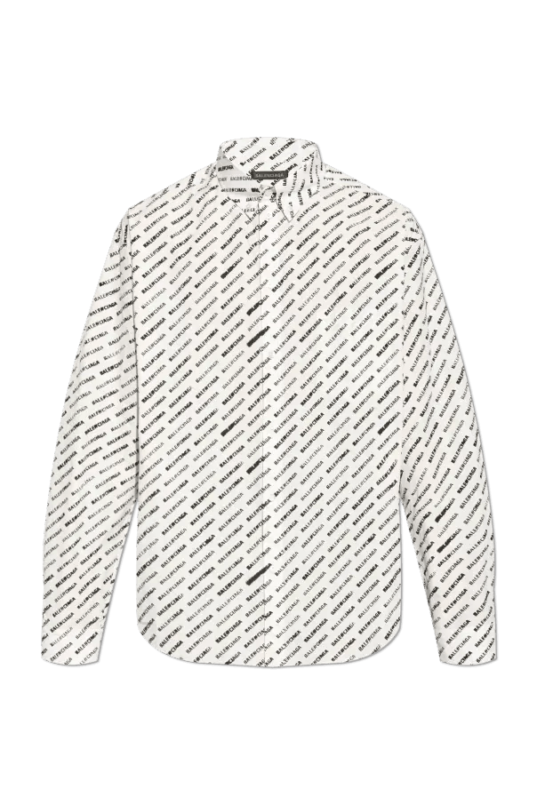 Balenciaga o1bcso1str0625 Stencil Allover Shirt Large Fit White/Black Size US M / EU 48-50 / 2 - 1 Thumbnail