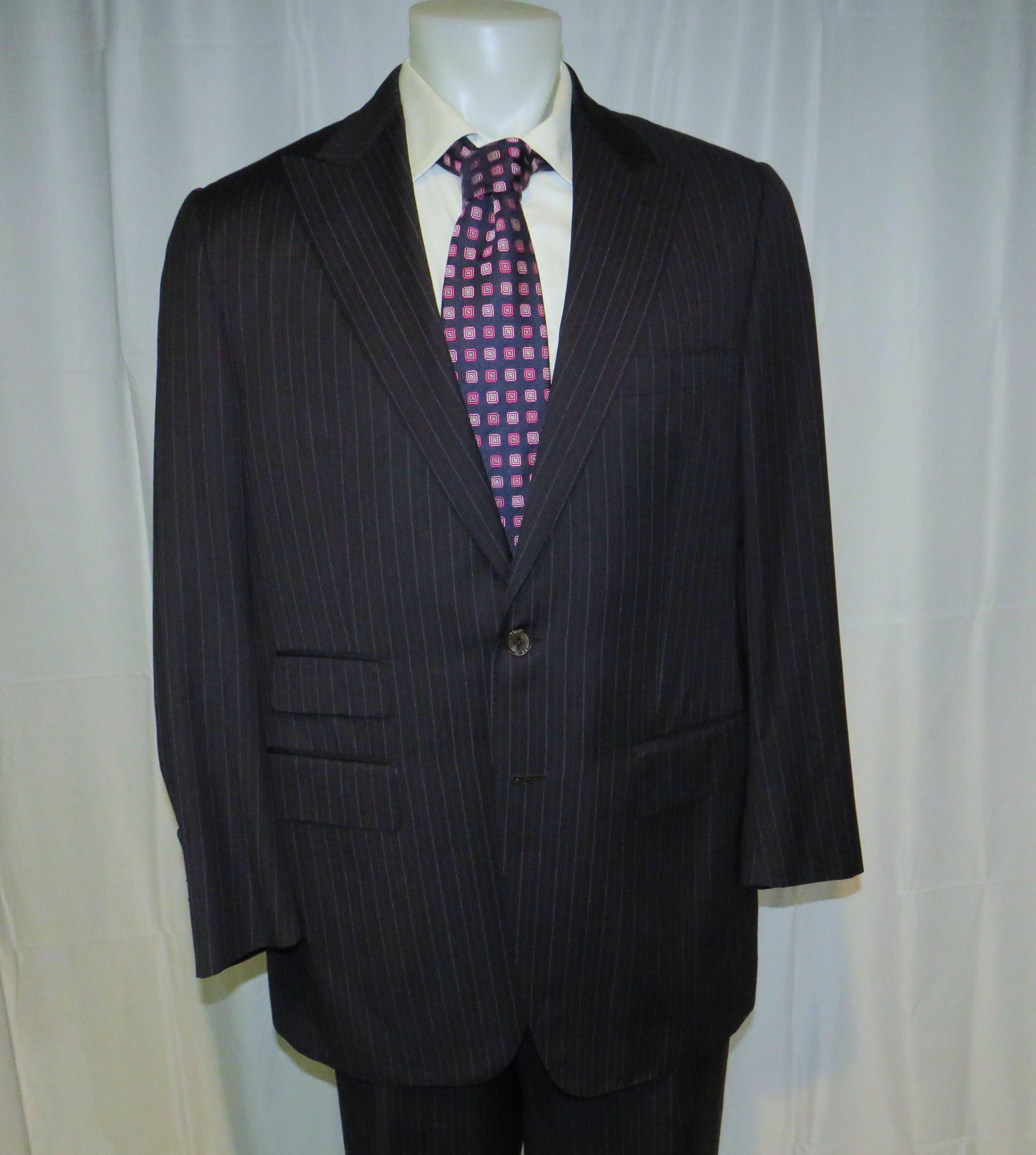 Other Marcello Vero by D'Avenza Navy Striped Two Button Suit 43R Size 44R - 9 Thumbnail
