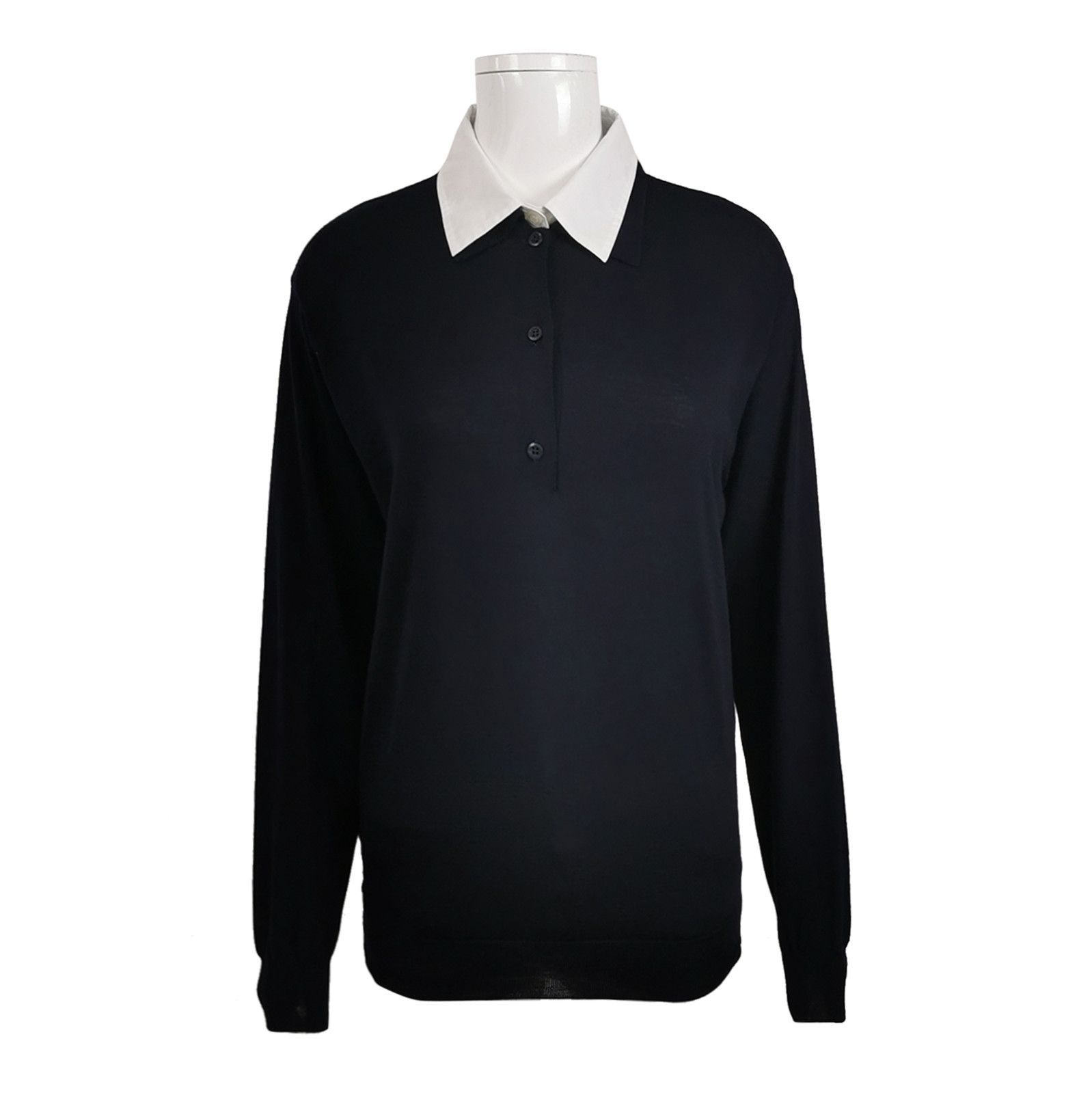 Prada Prada Wool Contrast Collar Knit Shirt 0089 Size M / US 6-8 / IT 42-44 - 1 Thumbnail