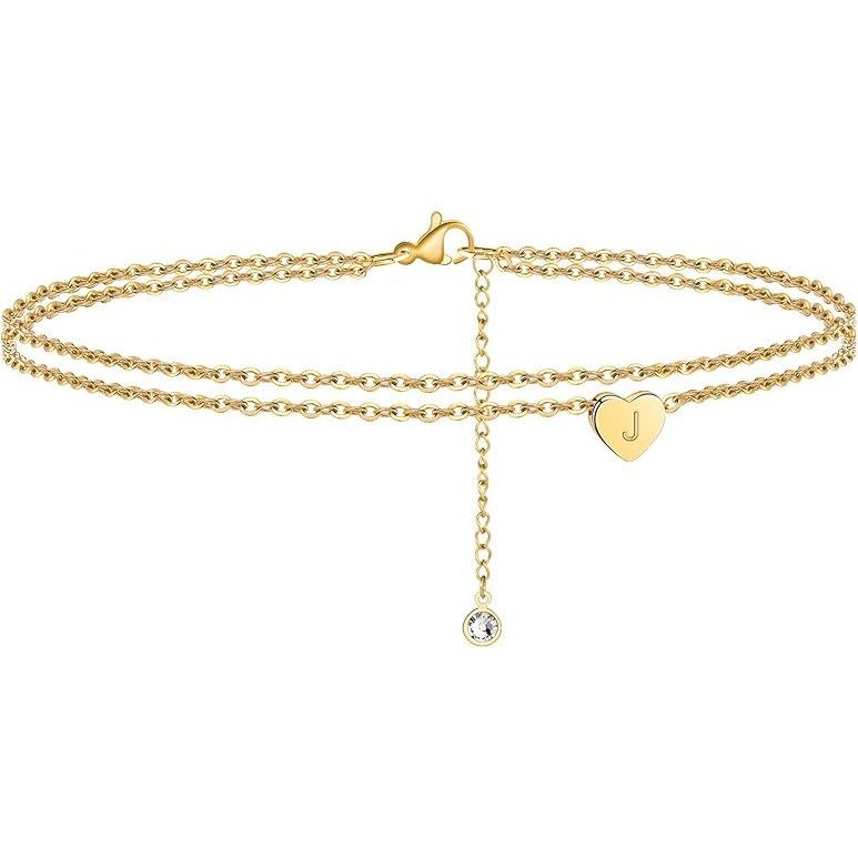 Other Gold Initial Ankle Bracelet 14K Gold Plated Letter J Size ONE SIZE - 2 Thumbnail