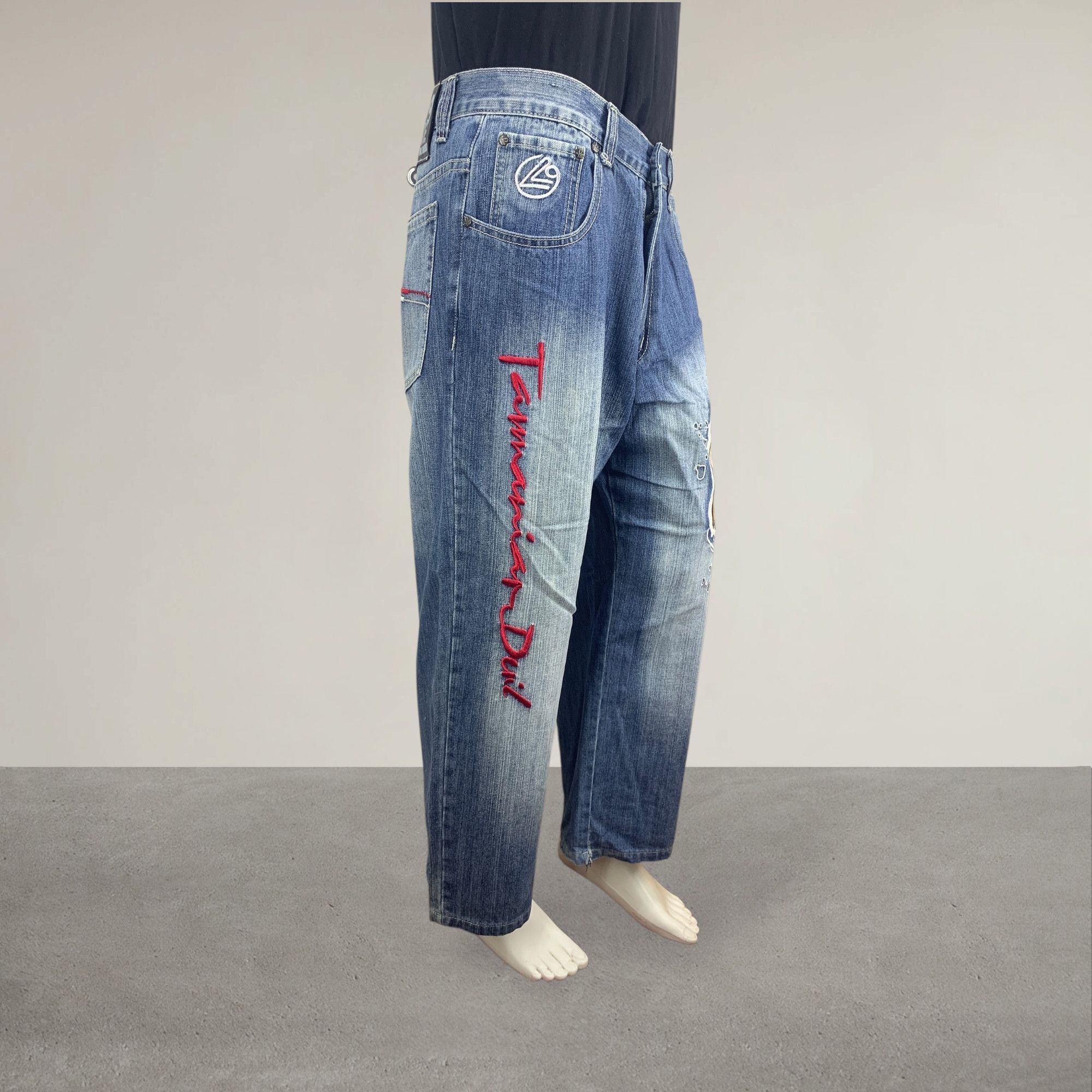 Japanese Brand Lot29 Luxe Baggy Jeans Tanzamania Devil Patchwork Jeans Size US 37 - 3 Thumbnail