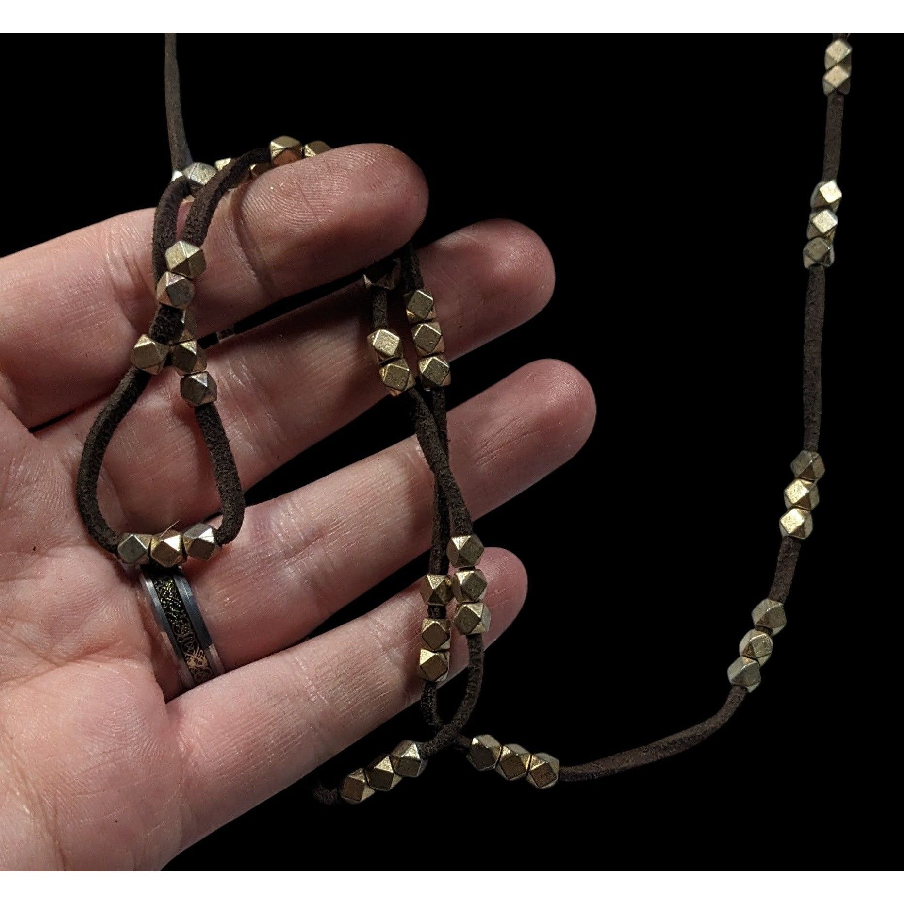 Other Bohemian Festival Suede Gold Tone Beaded Necklace/Wrap Brace Size ONE SIZE - 6 Thumbnail