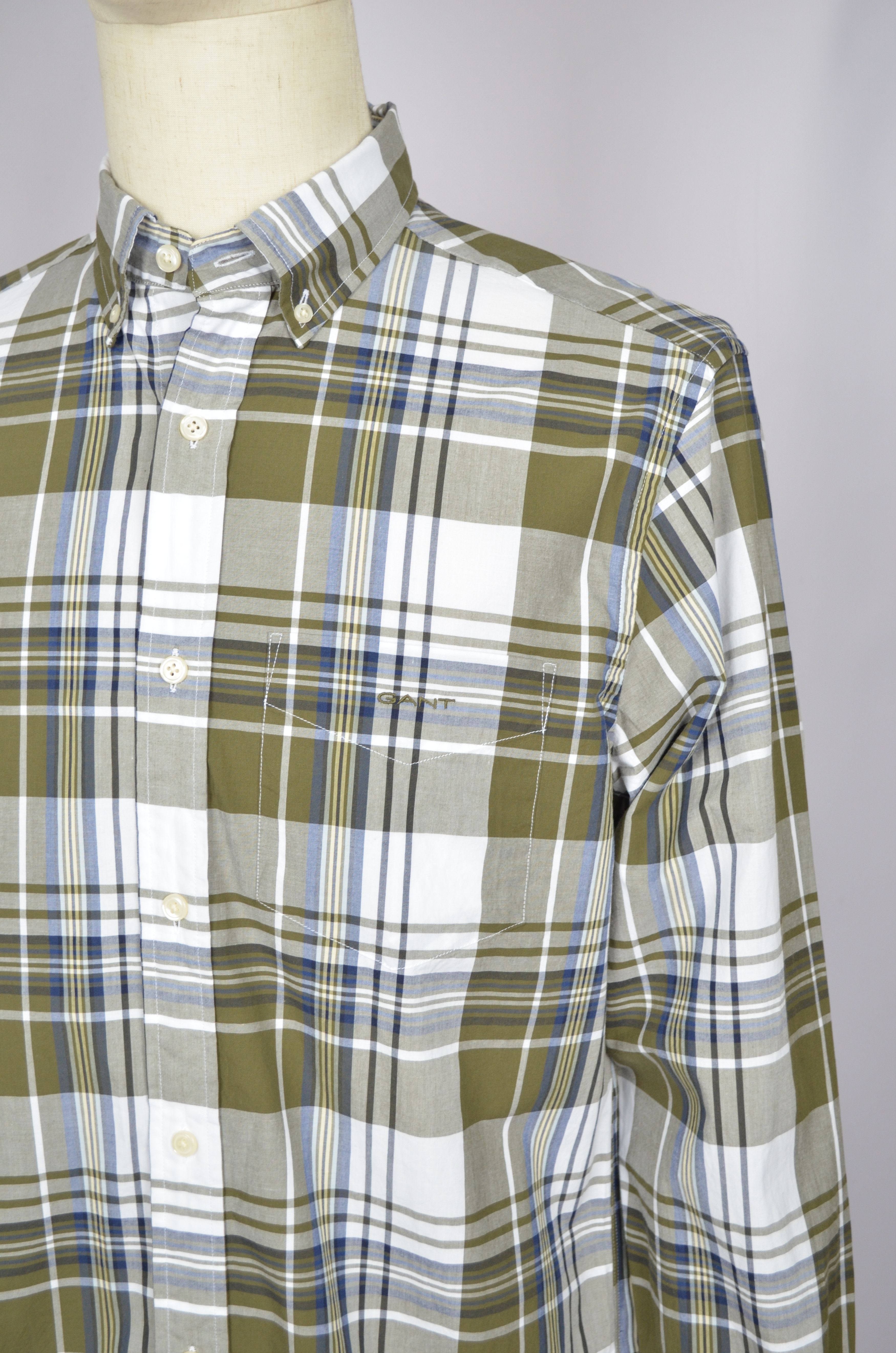 Designer × Gant GANT White Green Check Poplin Shirt Regular Size M Size US M / EU 48-50 / 2 - 4 Thumbnail