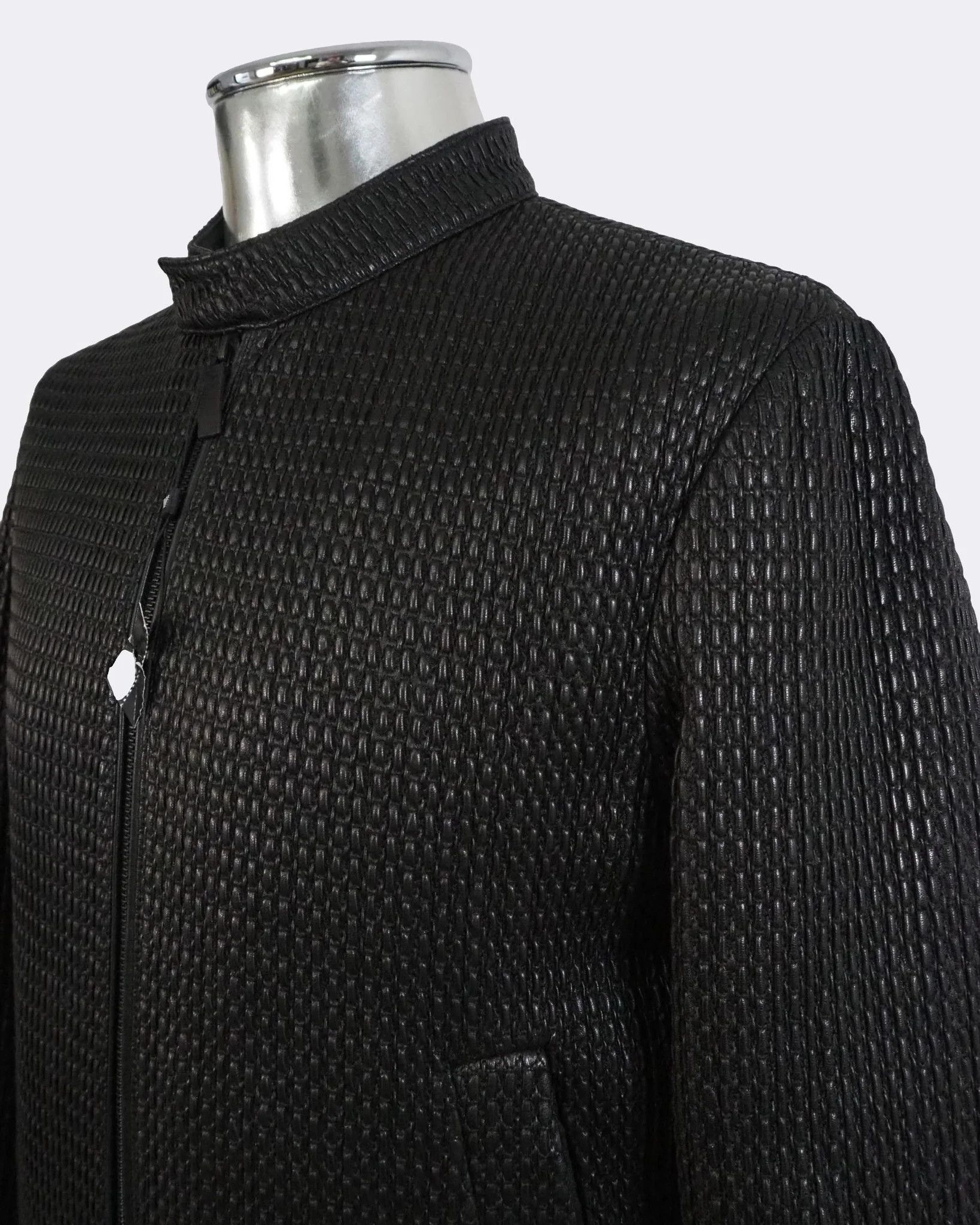Emporio Armani Emporio Armani Textured Stretch Leather Bomber Jacket $1440 Size US M / EU 48-50 / 2 - 6 Thumbnail