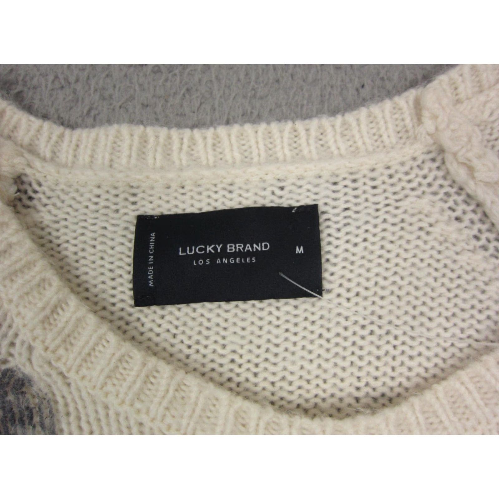 Lucky Brand Lucky Brand Sweater Womens M Pullover Crew Neck Knit Floral Beige Cotton City Classic Winter Autumn Size M / US 6-8 / IT 42-44 - 3 Thumbnail