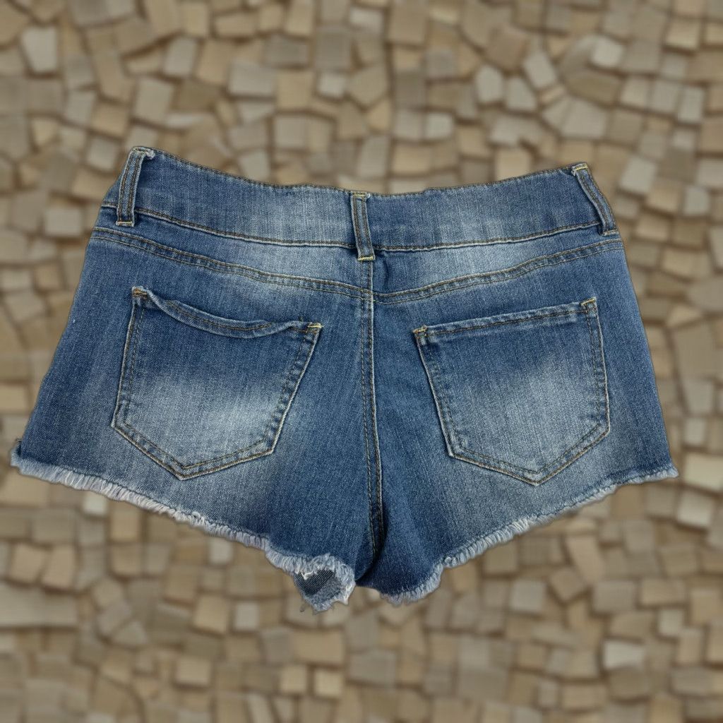 Doublet Refuge Shorts Women's 2 Blue Denim Frayed Distressed Cut-Off Double Button Size 26" / US 2 / IT 38 - 1 Thumbnail