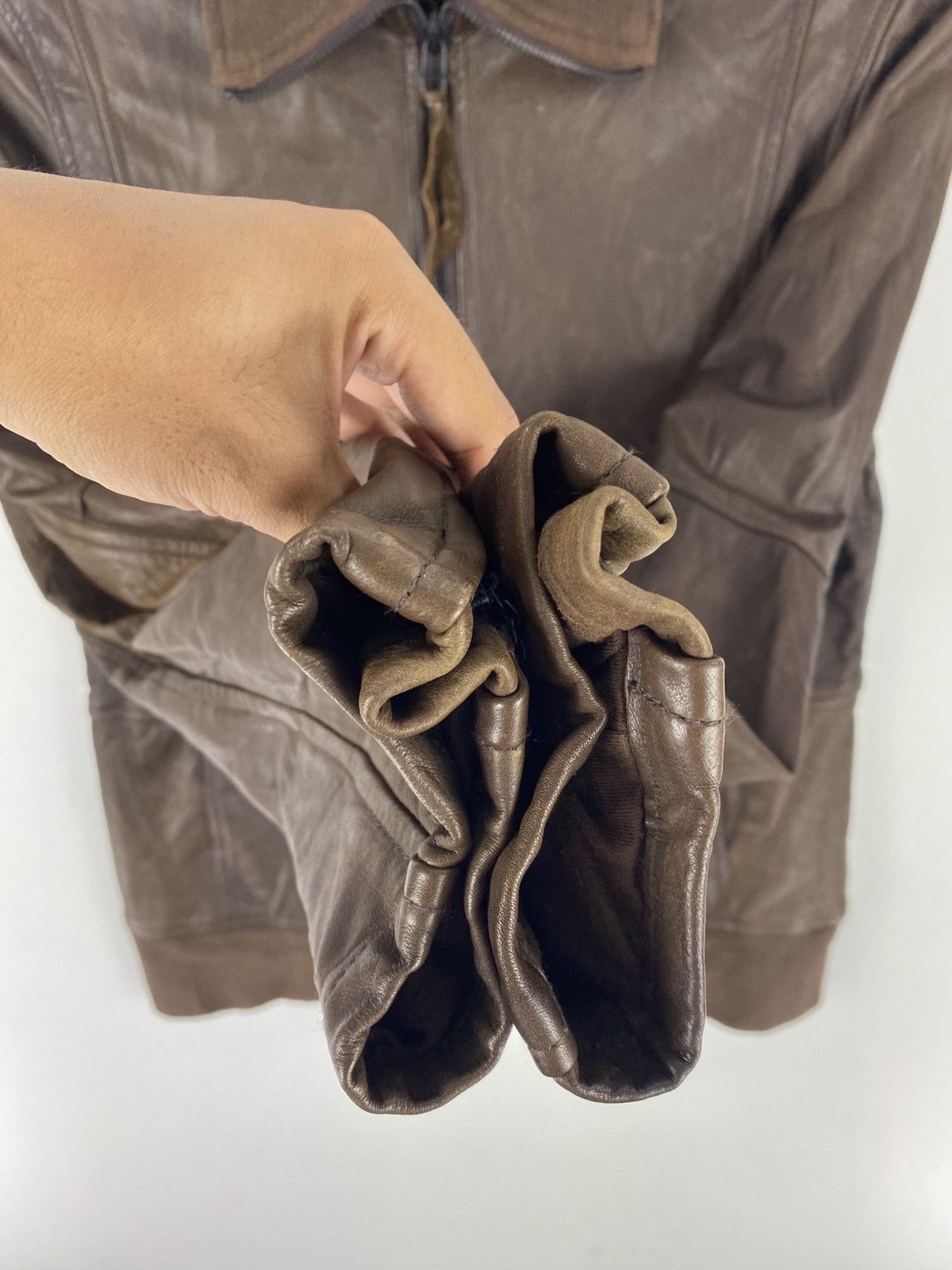 Japanese Brand Vintage 90’s Leather Zipper Jacket by Studious Shama Size US XXS / EU 40 - 10 Thumbnail