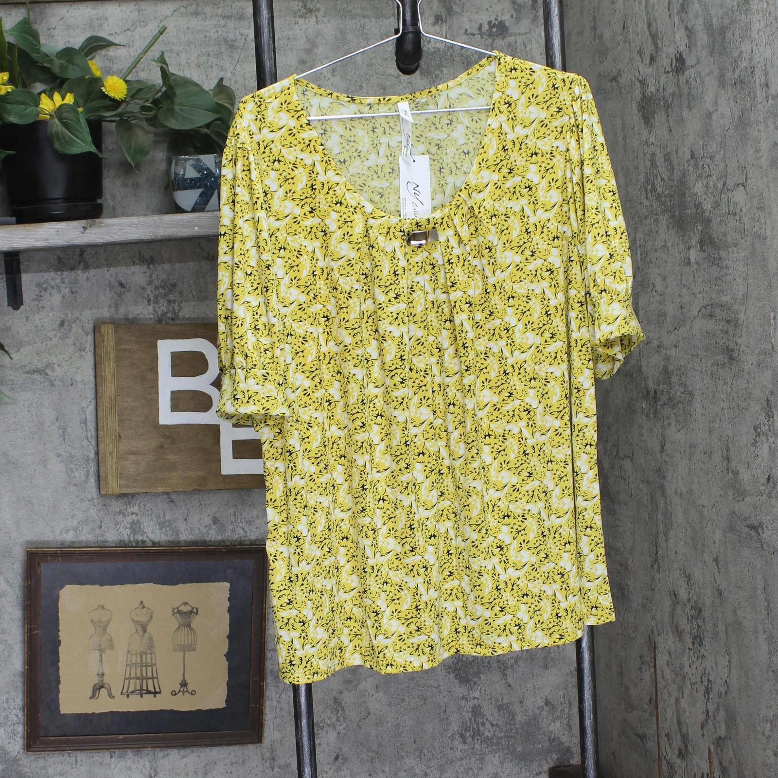 Other Nwt Ny Collection Balloon Sleeves Yellow Black Floral 3x Size 3XL / US 20-22 - 1 Thumbnail