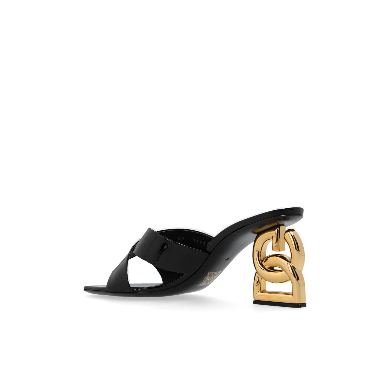 DOLCE&GABBANA Black Leather 90mm Heel Slides New & Authentic