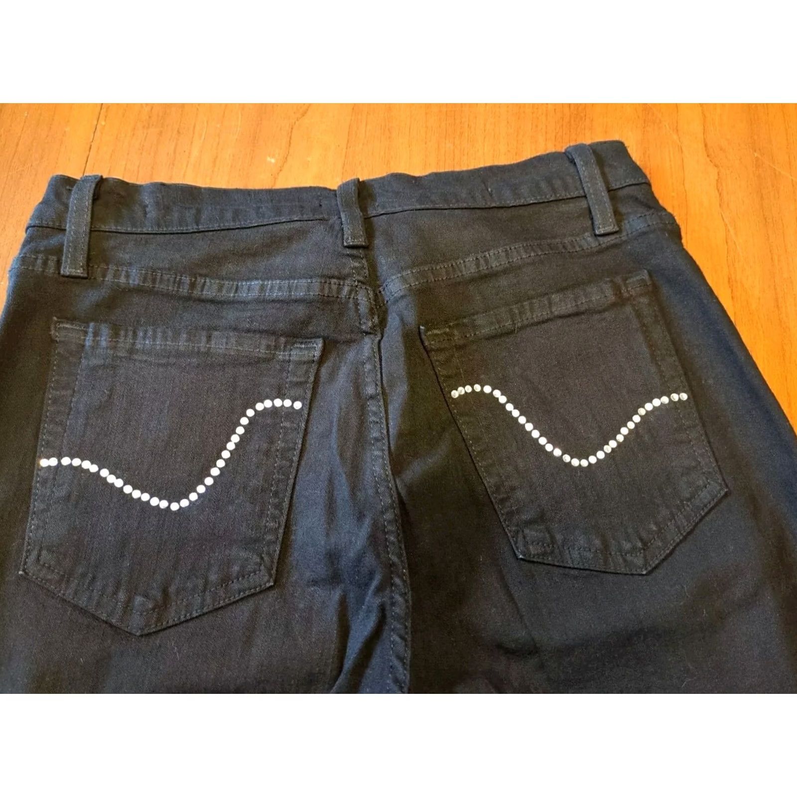 NYDJ VINTAGE NYDJ Tummy Tuck Jeans Denim Black Rhinestone Women's 6 US Made USA Slim Stretch Jeans Women Size 28" / US 6 / IT 42 - 6 Thumbnail