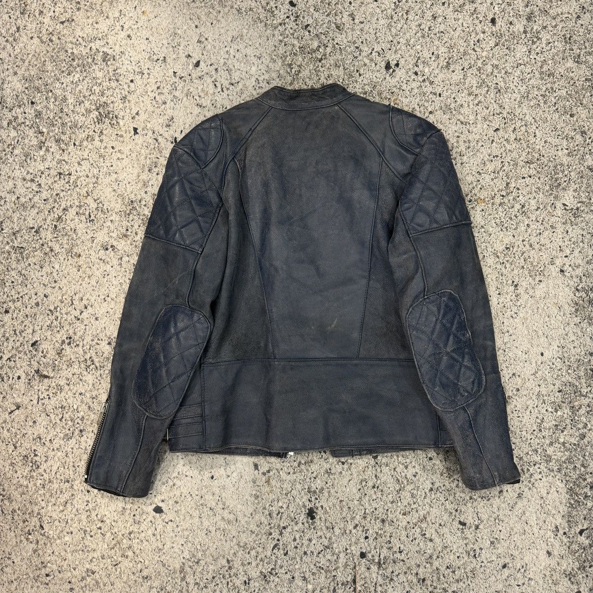 Vintage Faded Washed Blue Leather Moto Zip Jacket ERD Grunge Biker Size US L / EU 52-54 / 3 - 5 Thumbnail